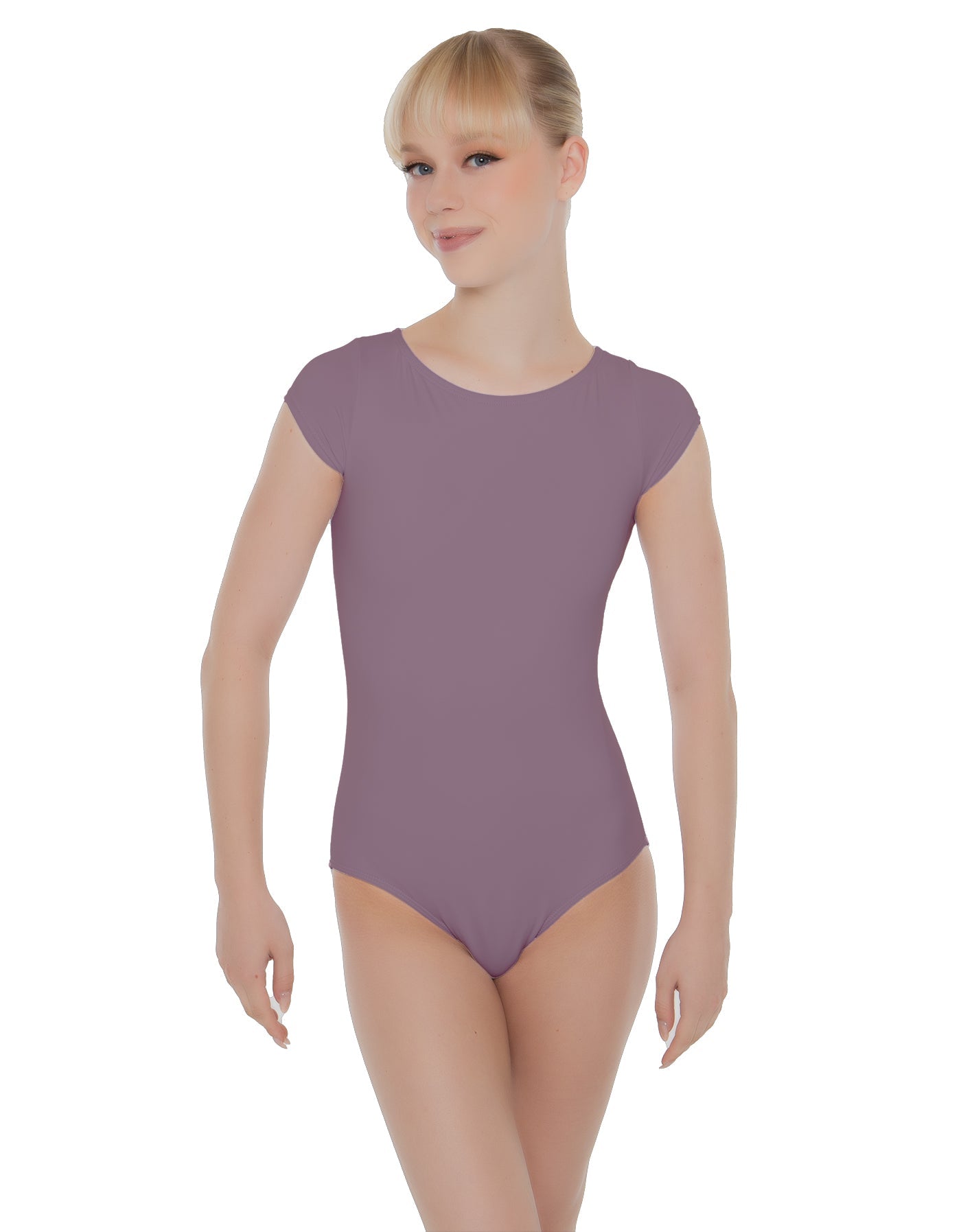 Solid Lycra Cap Sleeve Open Bow Back Leotard