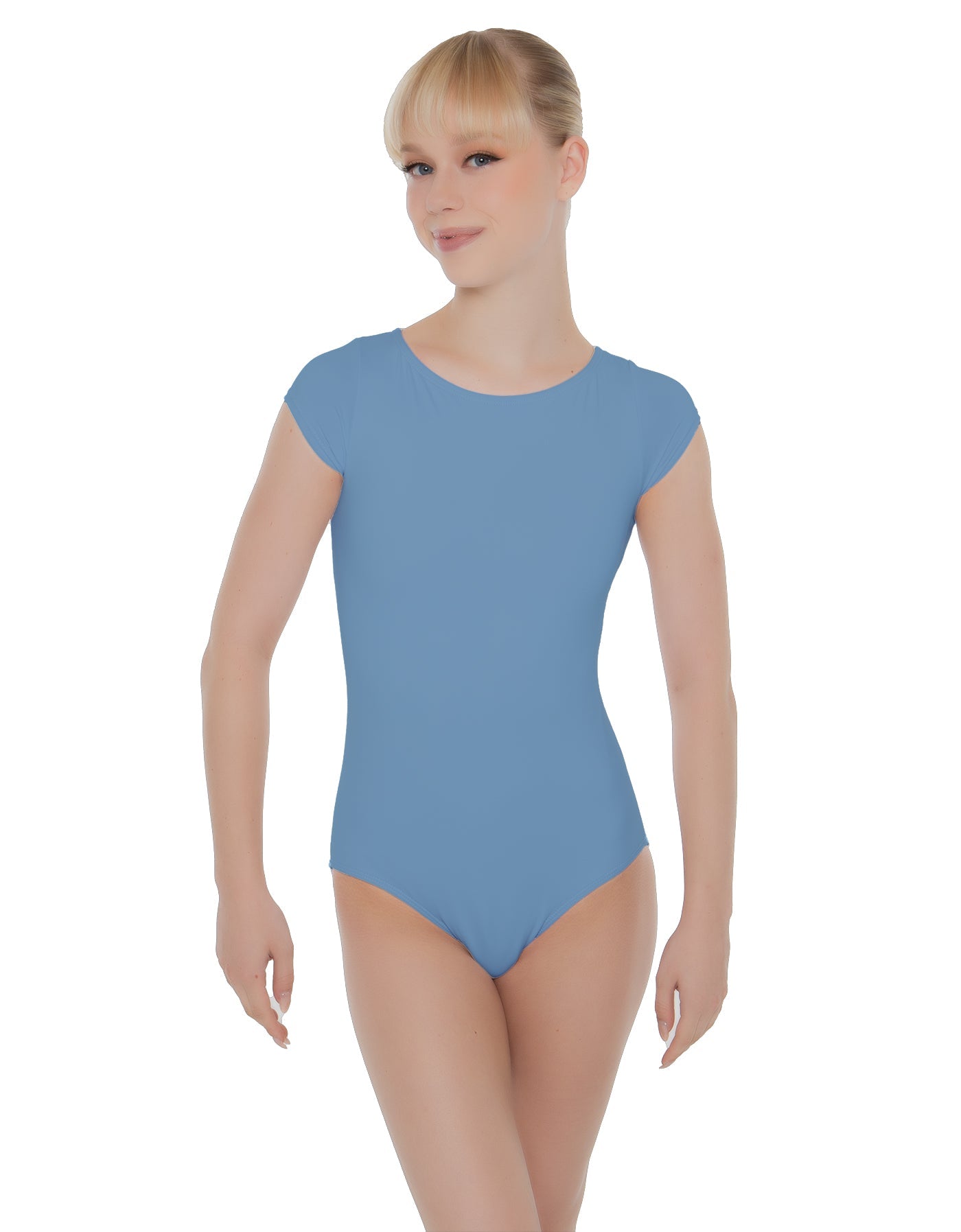 Solid Lycra Cap Sleeve Open Bow Back Leotard