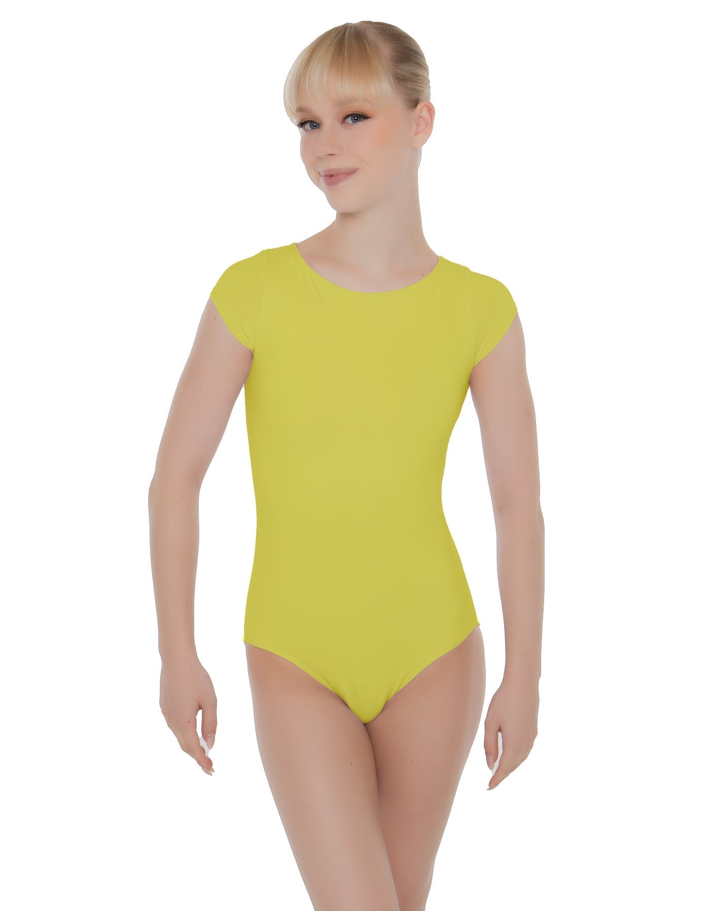 Solid Lycra Cap Sleeve Open Bow Back Leotard