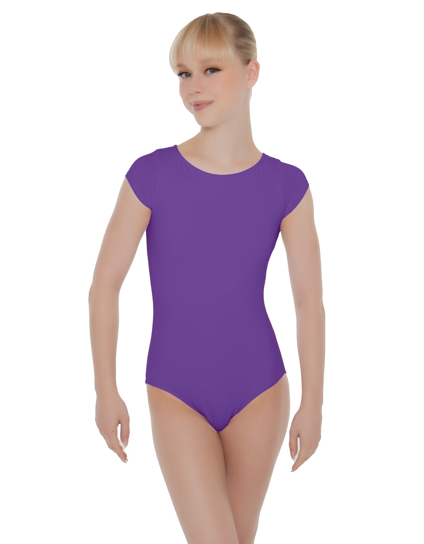 Solid Lycra Cap Sleeve Open Bow Back Leotard