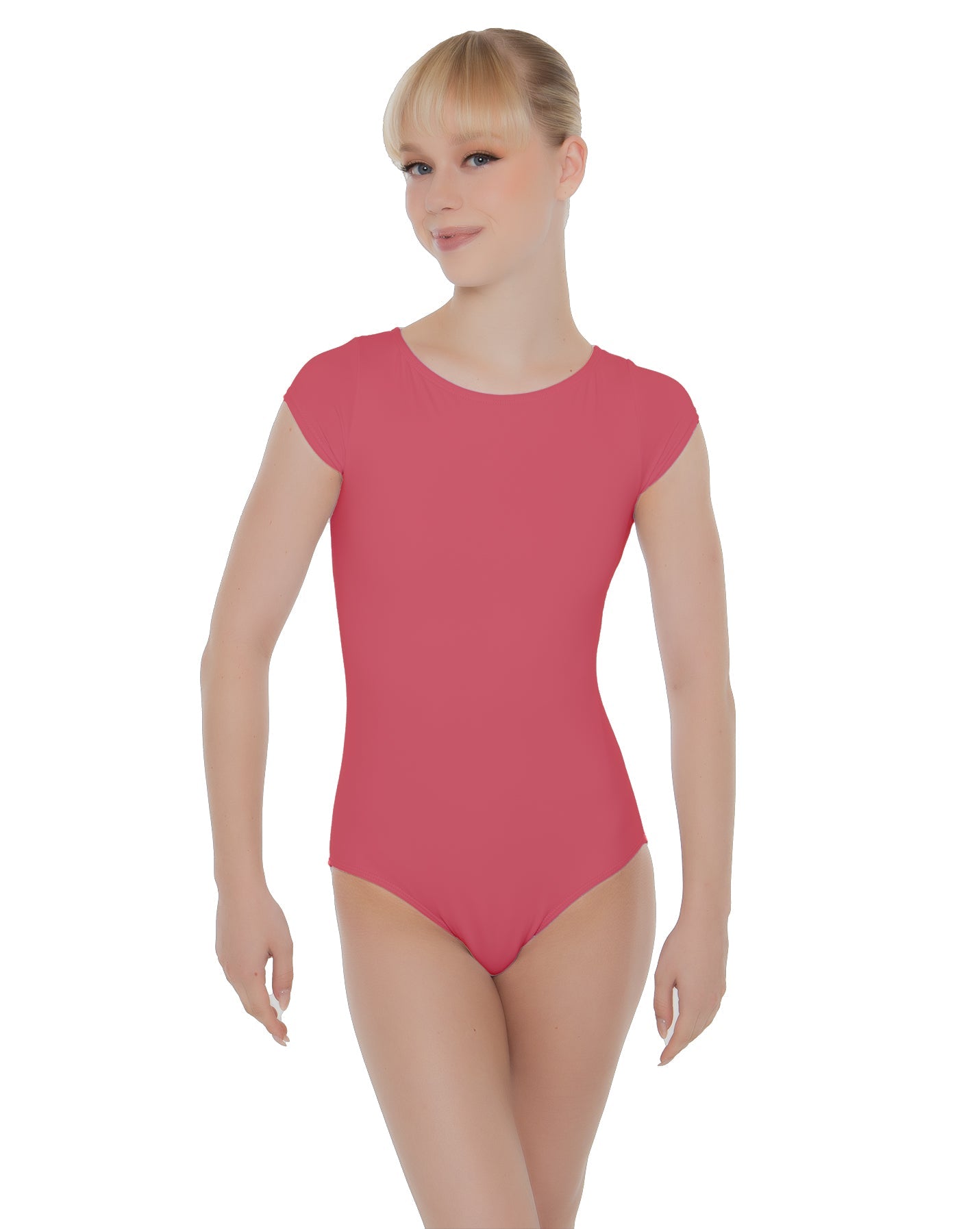 Solid Lycra Cap Sleeve Open Bow Back Leotard