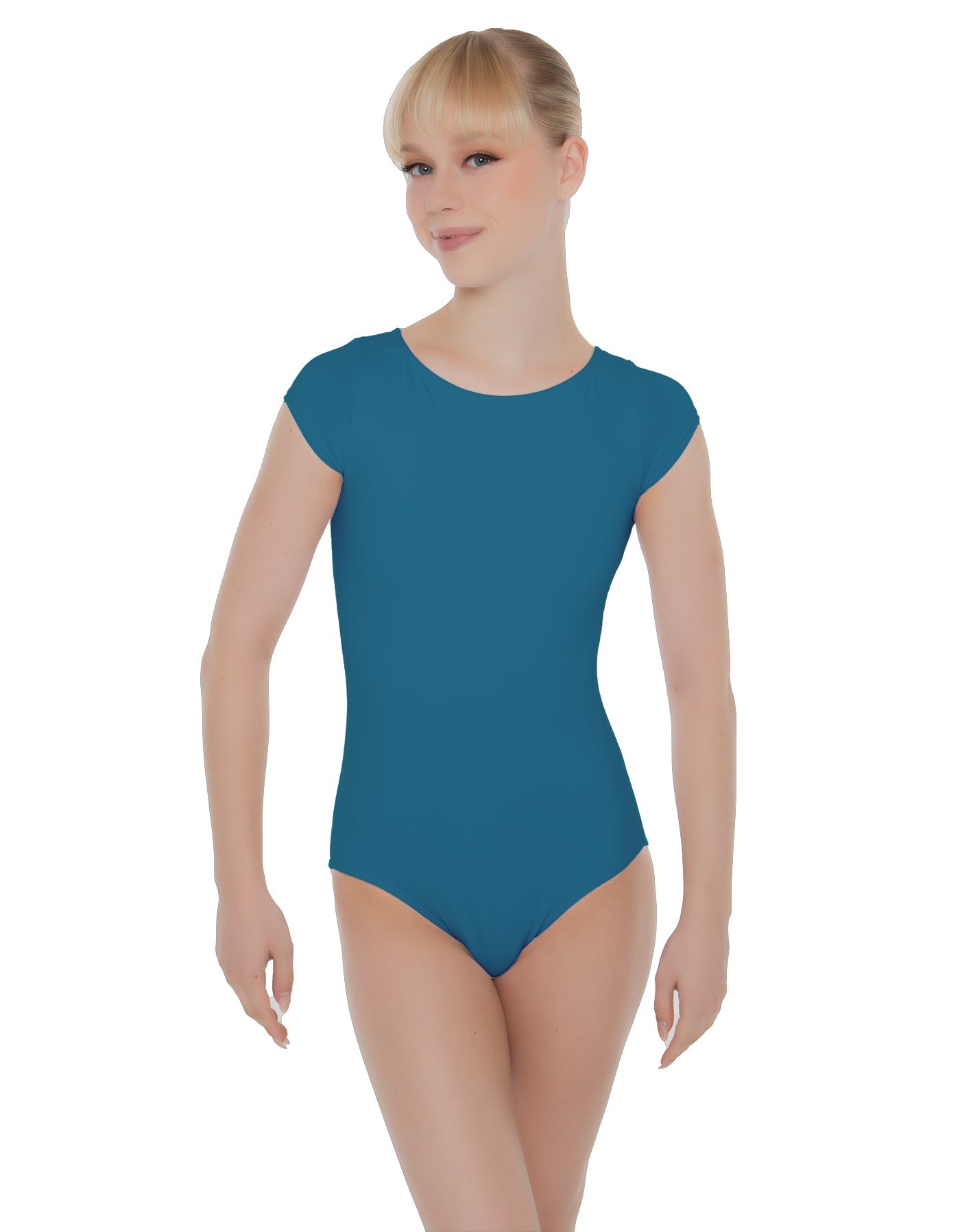 Solid Lycra Cap Sleeve Open Bow Back Leotard