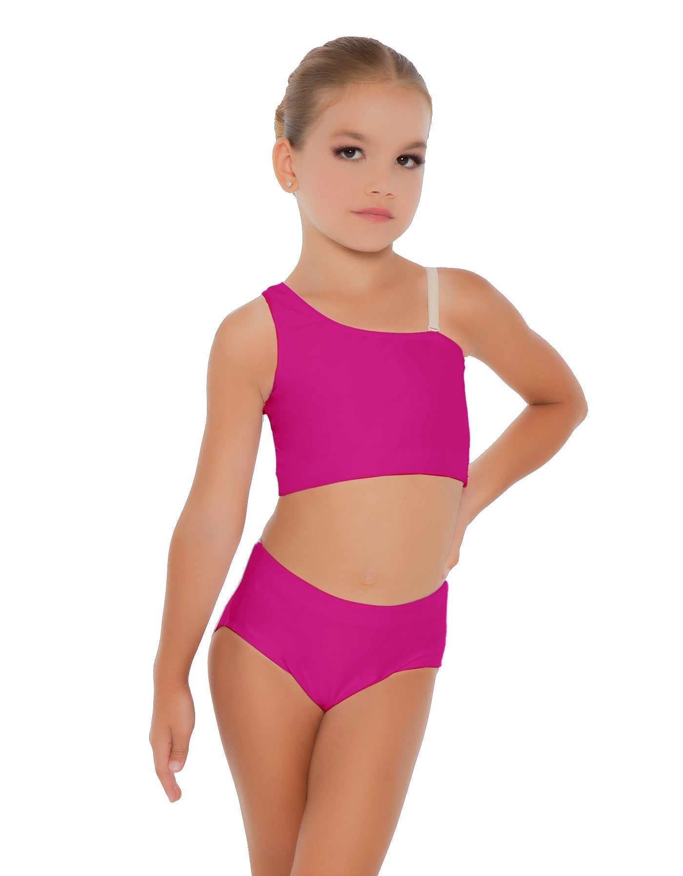 Solid Lycra One Shoulder Crop Top