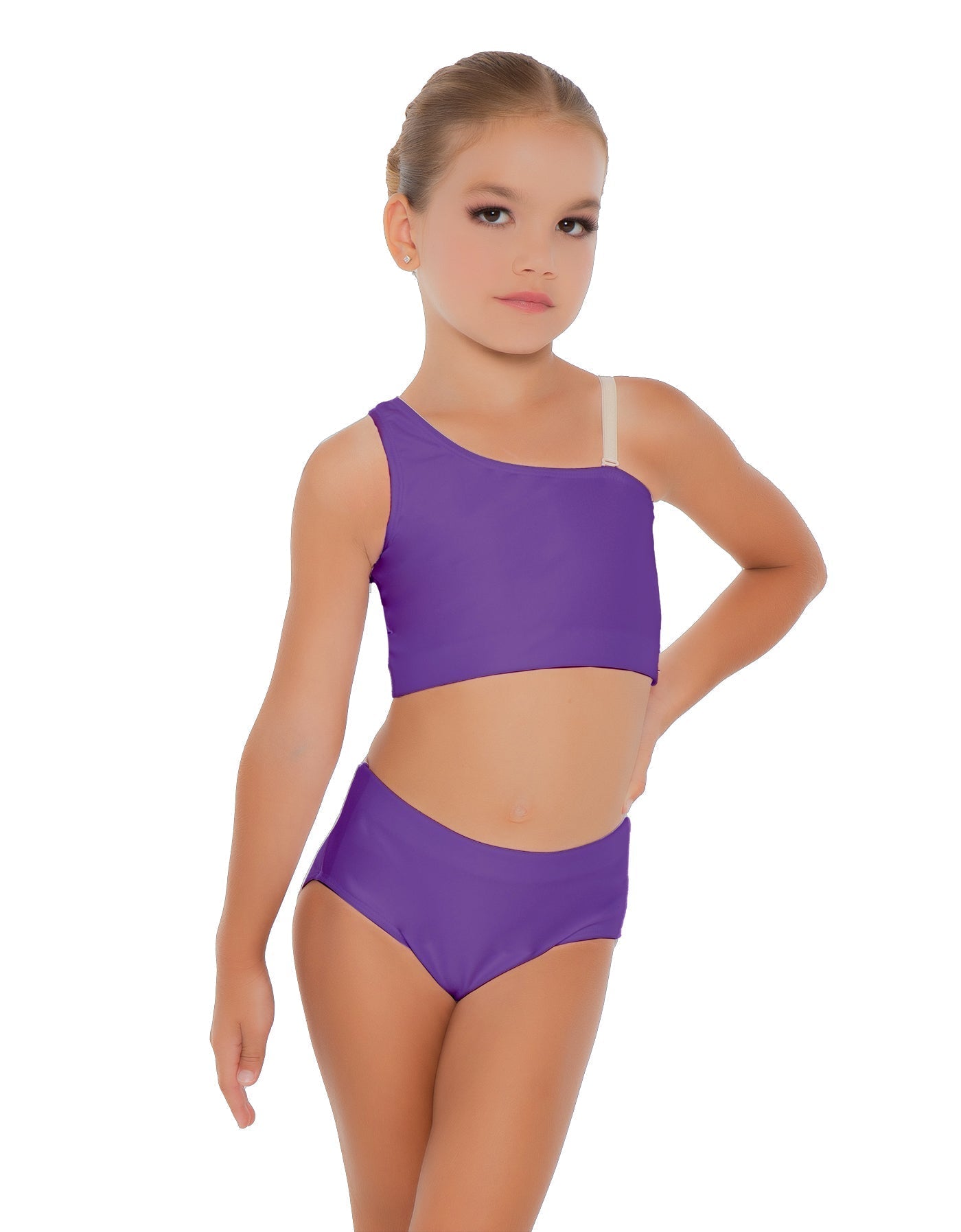 Solid Lycra One Shoulder Crop Top