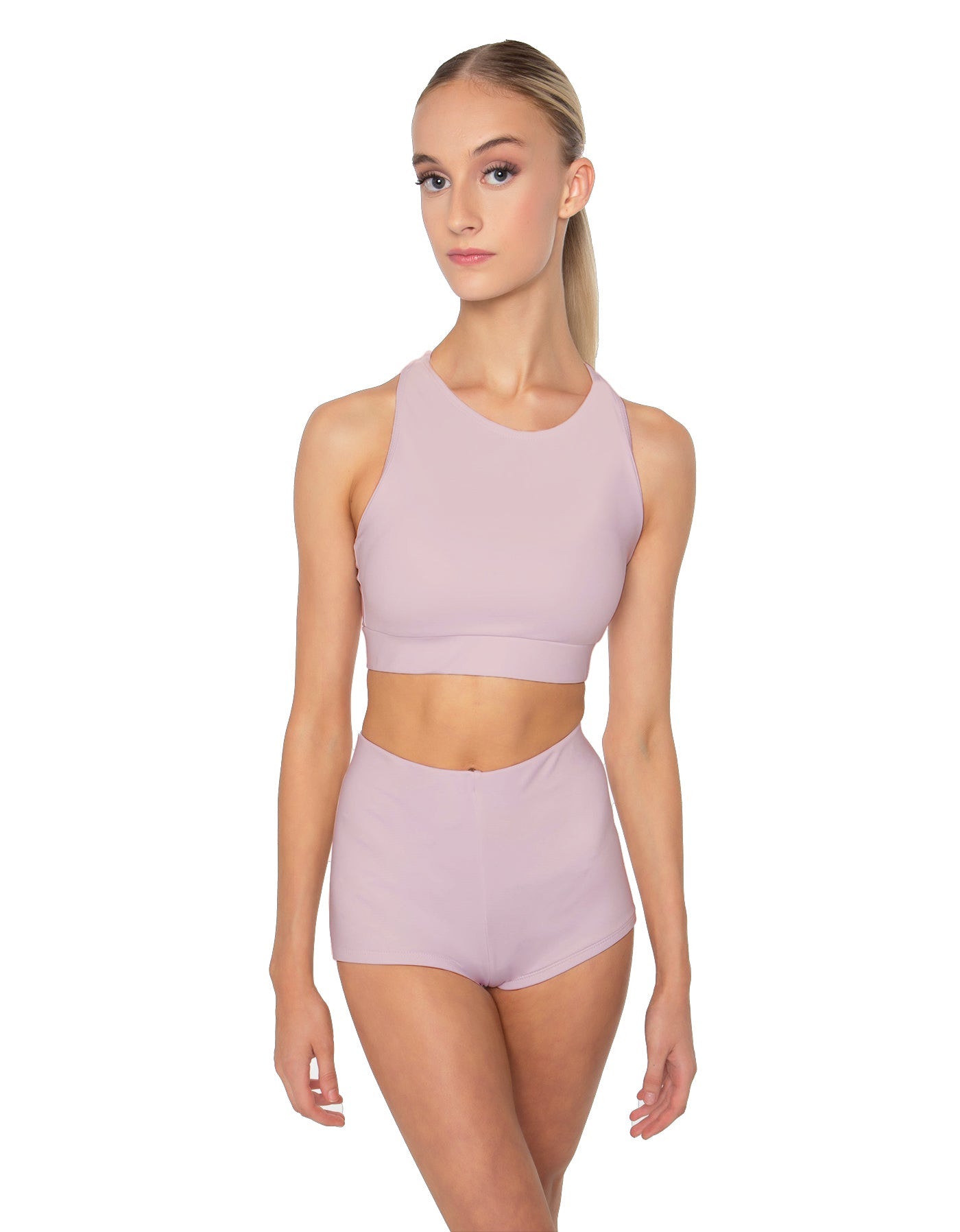 Solid Lycra High Neck Spaghetti Strap Crop