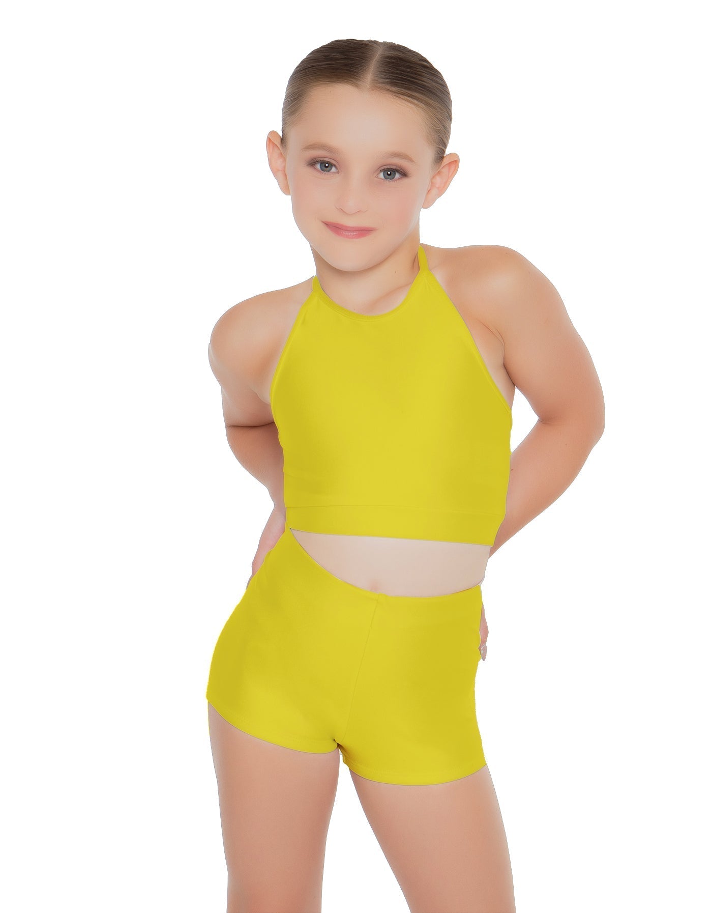 Solid Lycra Halter Binding Crop Top
