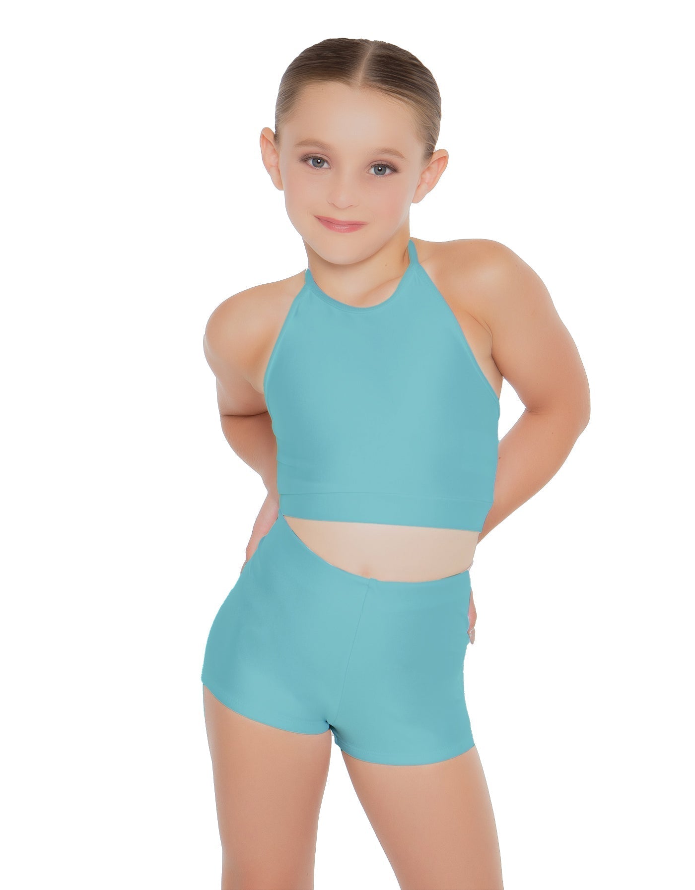 Solid Lycra Halter Binding Crop Top
