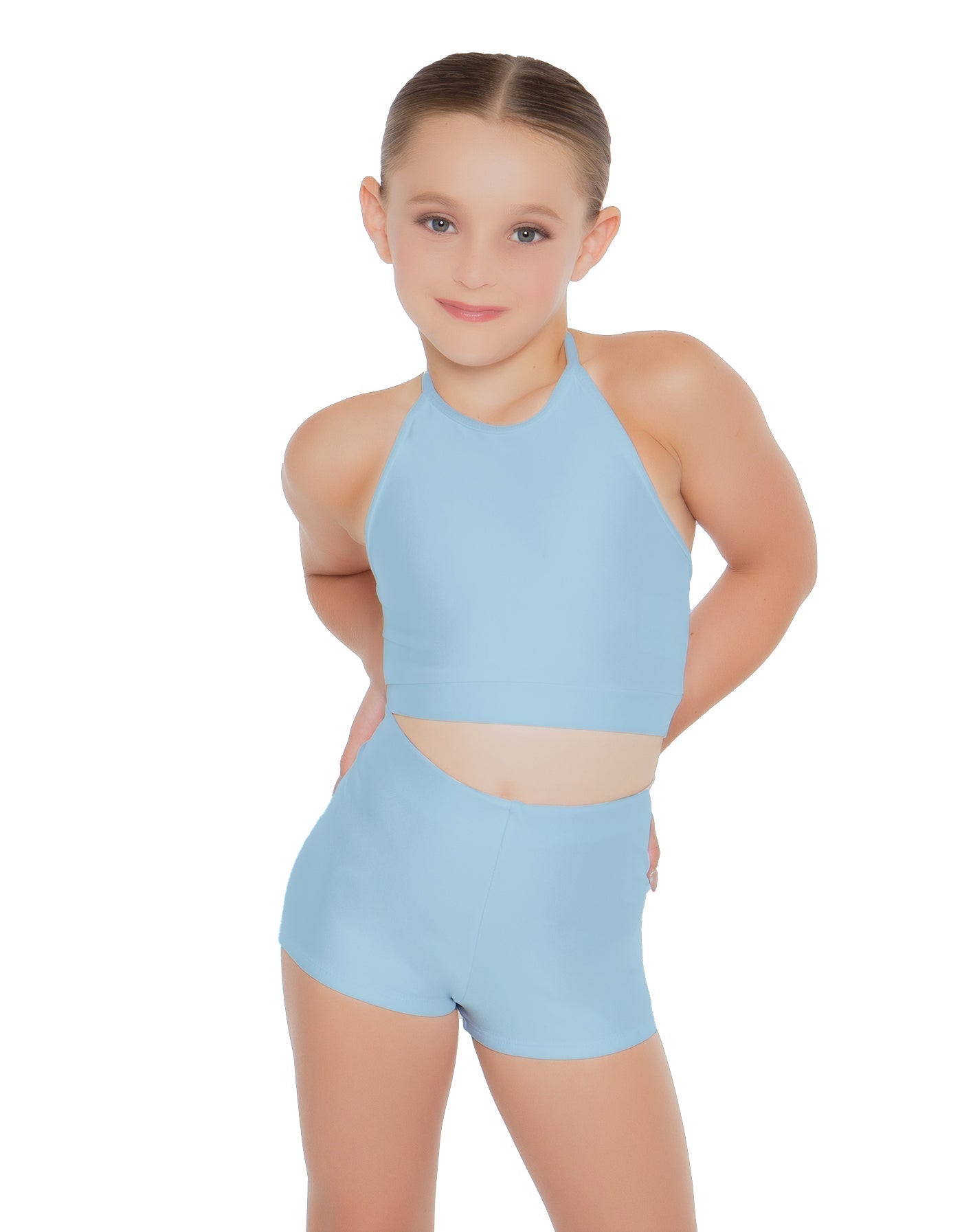 Solid Lycra Halter Binding Crop Top
