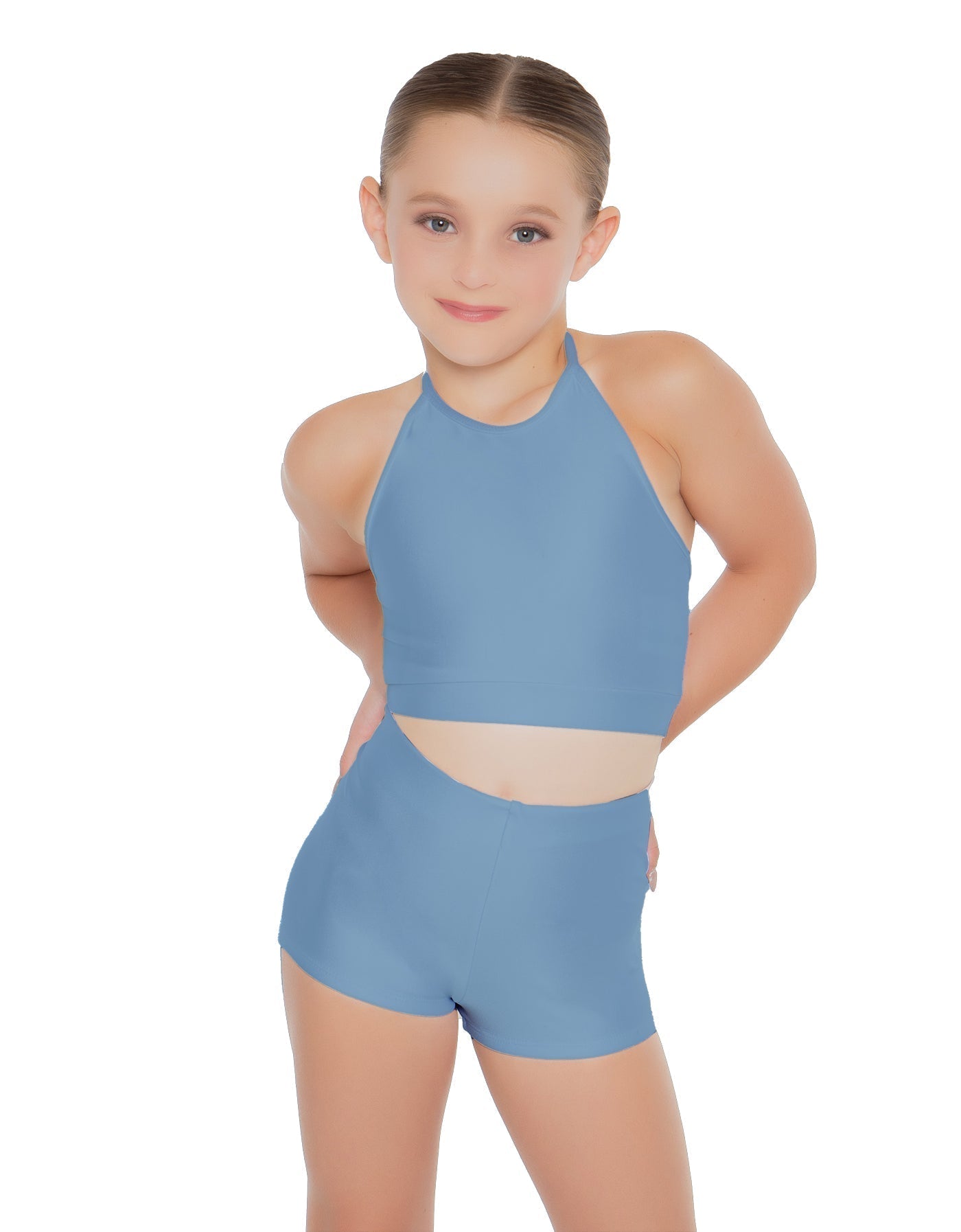Solid Lycra Halter Binding Crop Top