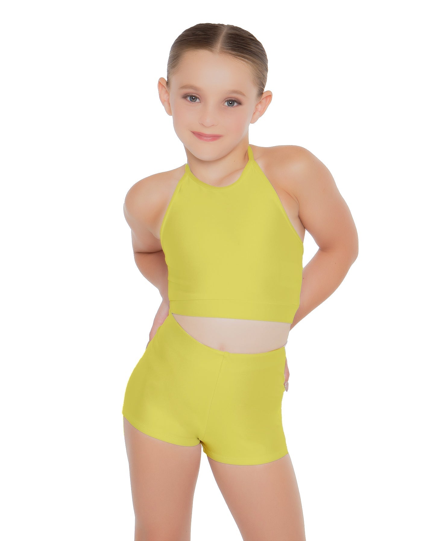 Solid Lycra Halter Binding Crop Top