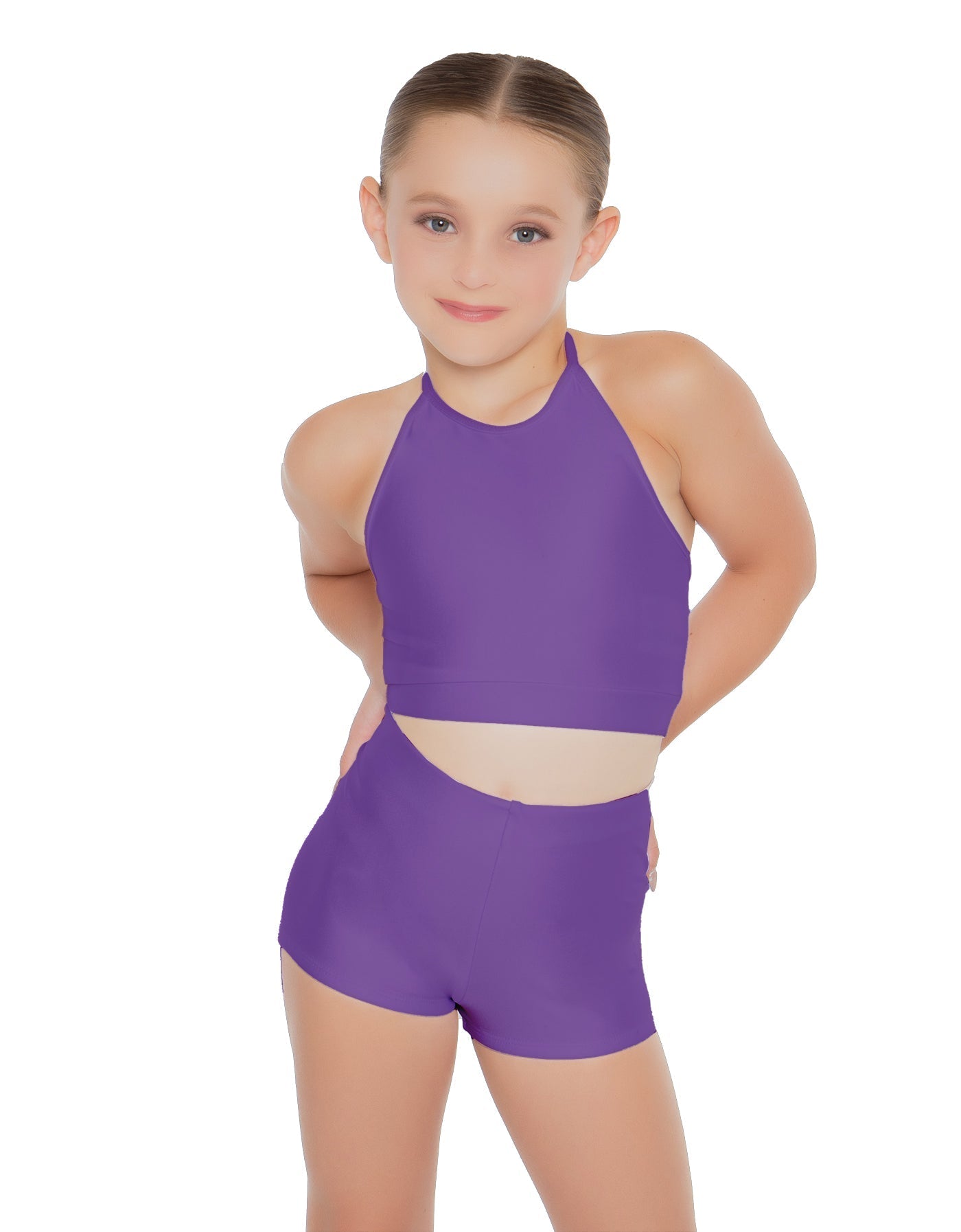 Solid Lycra Halter Binding Crop Top