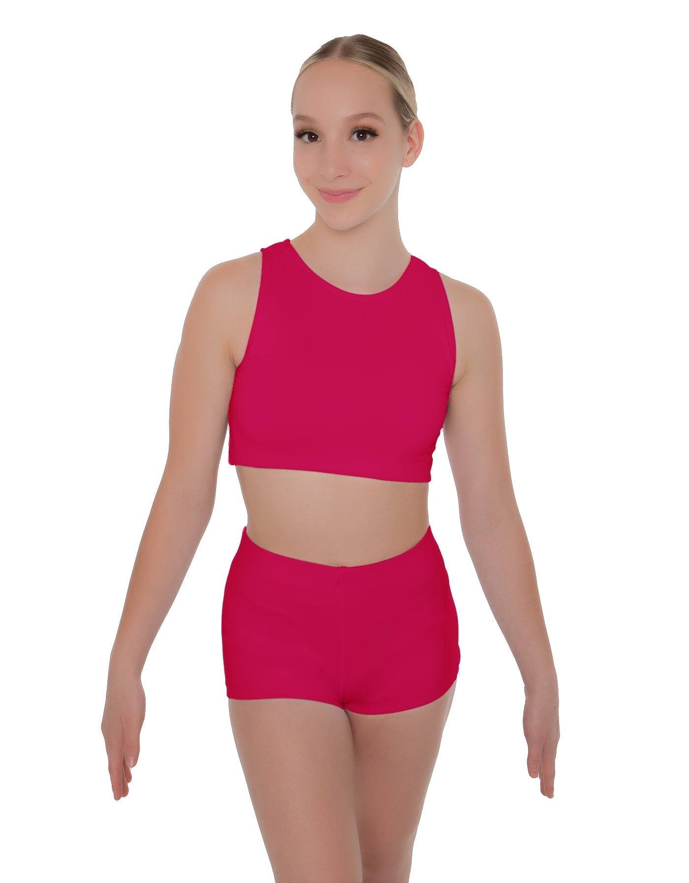 Solid Lycra Sleeveless Crop Top