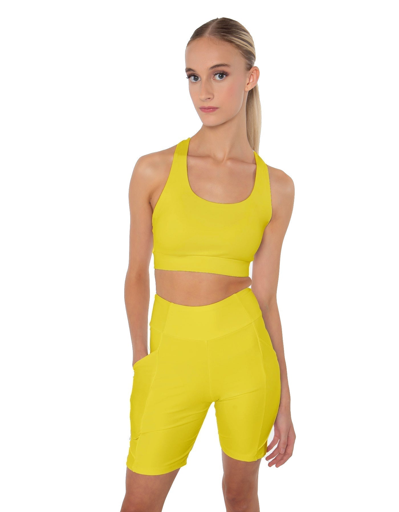 Solid Lycra Scoop Neck Spaghetti Strap Crop