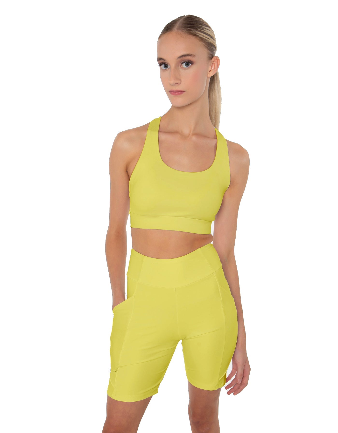 Solid Lycra Scoop Neck Spaghetti Strap Crop