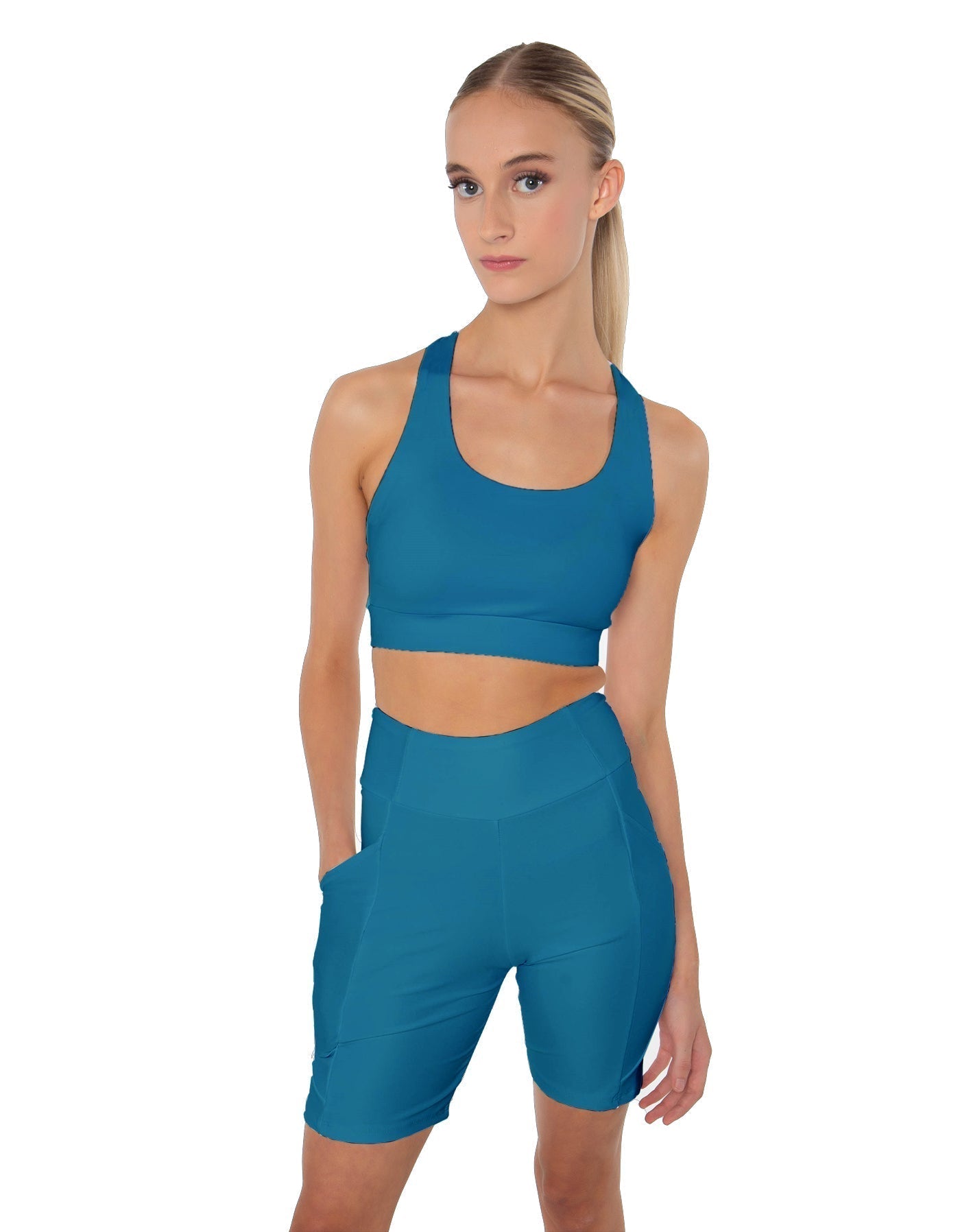 Solid Lycra Scoop Neck Spaghetti Strap Crop