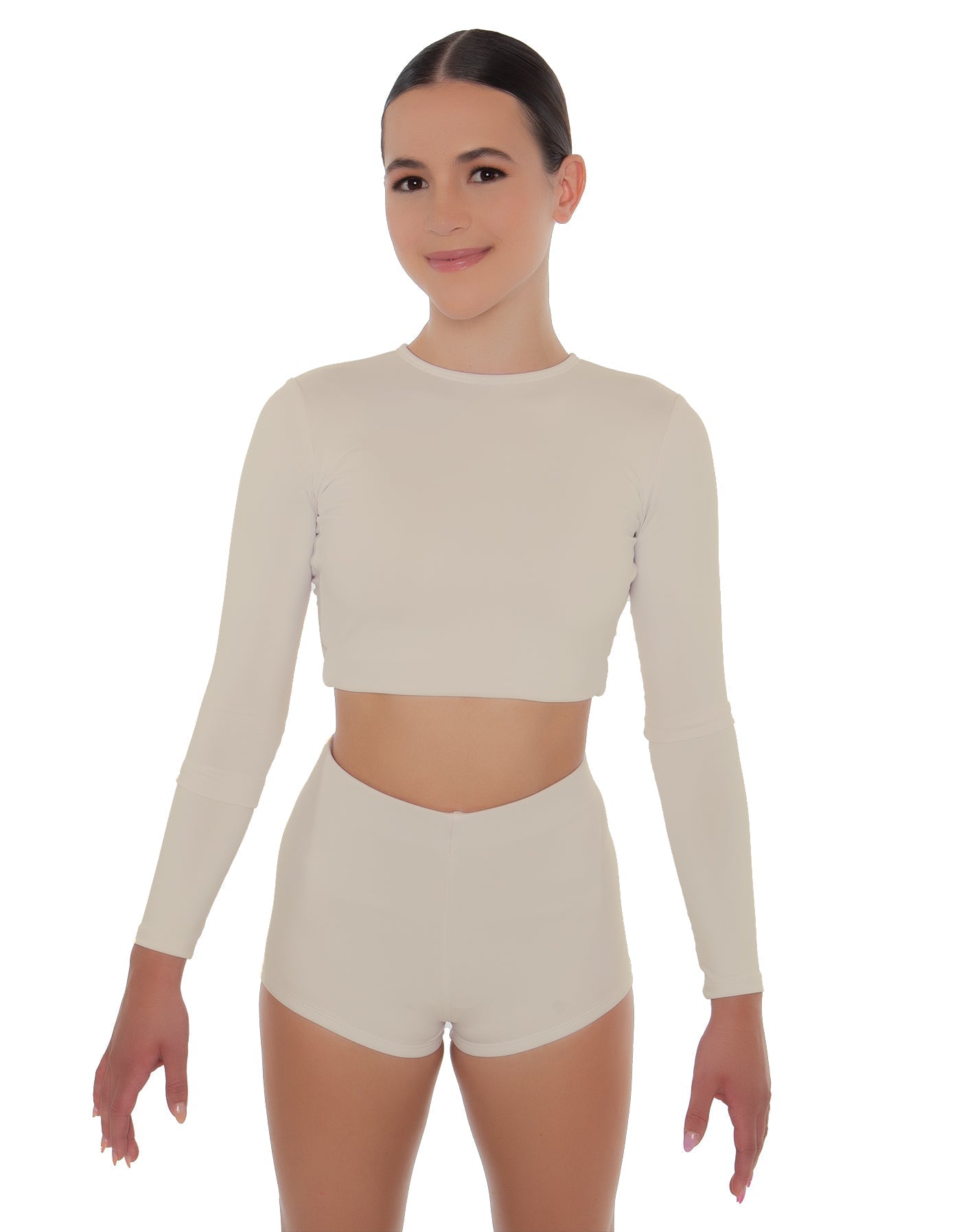 Solid Lycra LS Crop Top Triangle Back