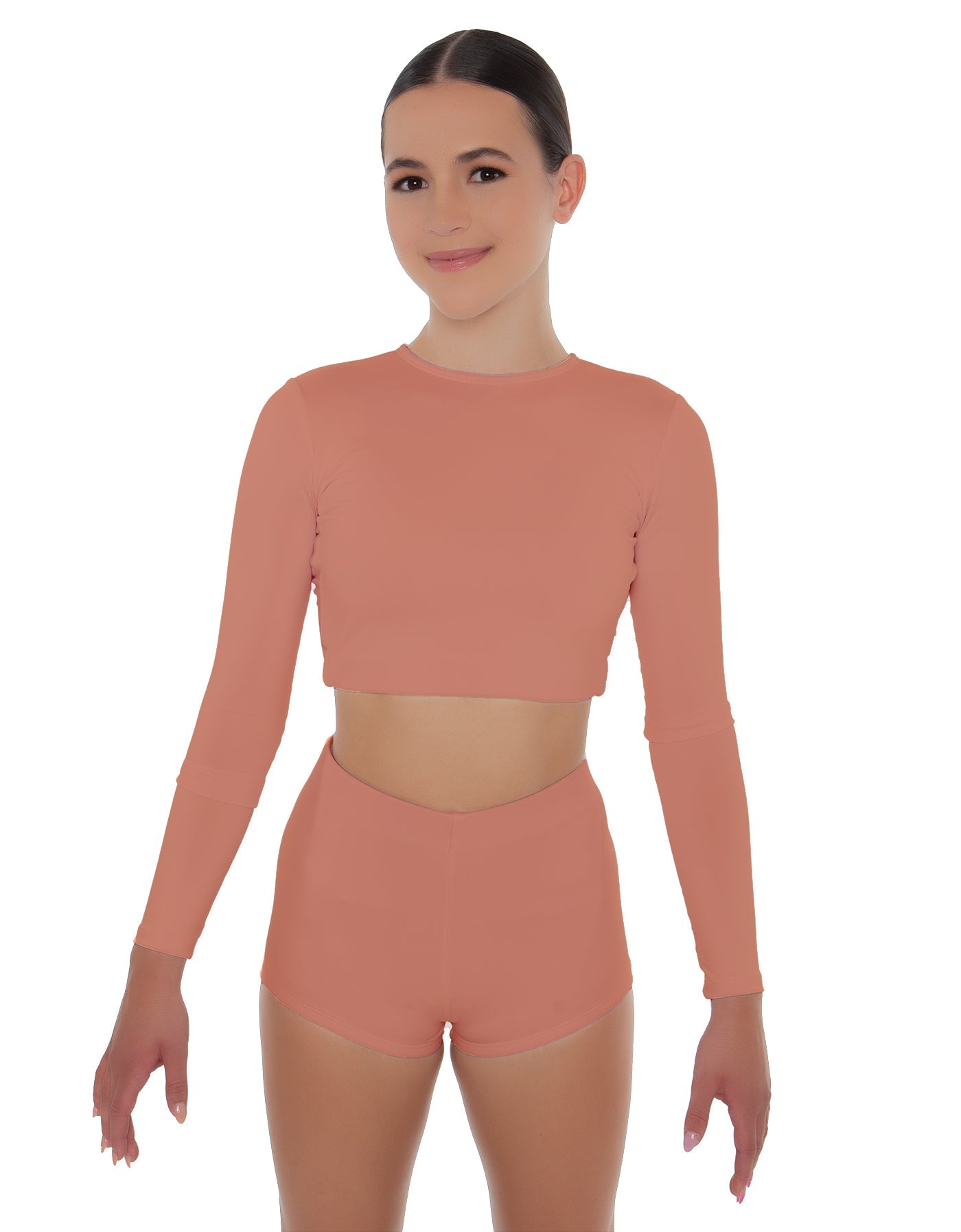 Solid Lycra LS Crop Top Triangle Back