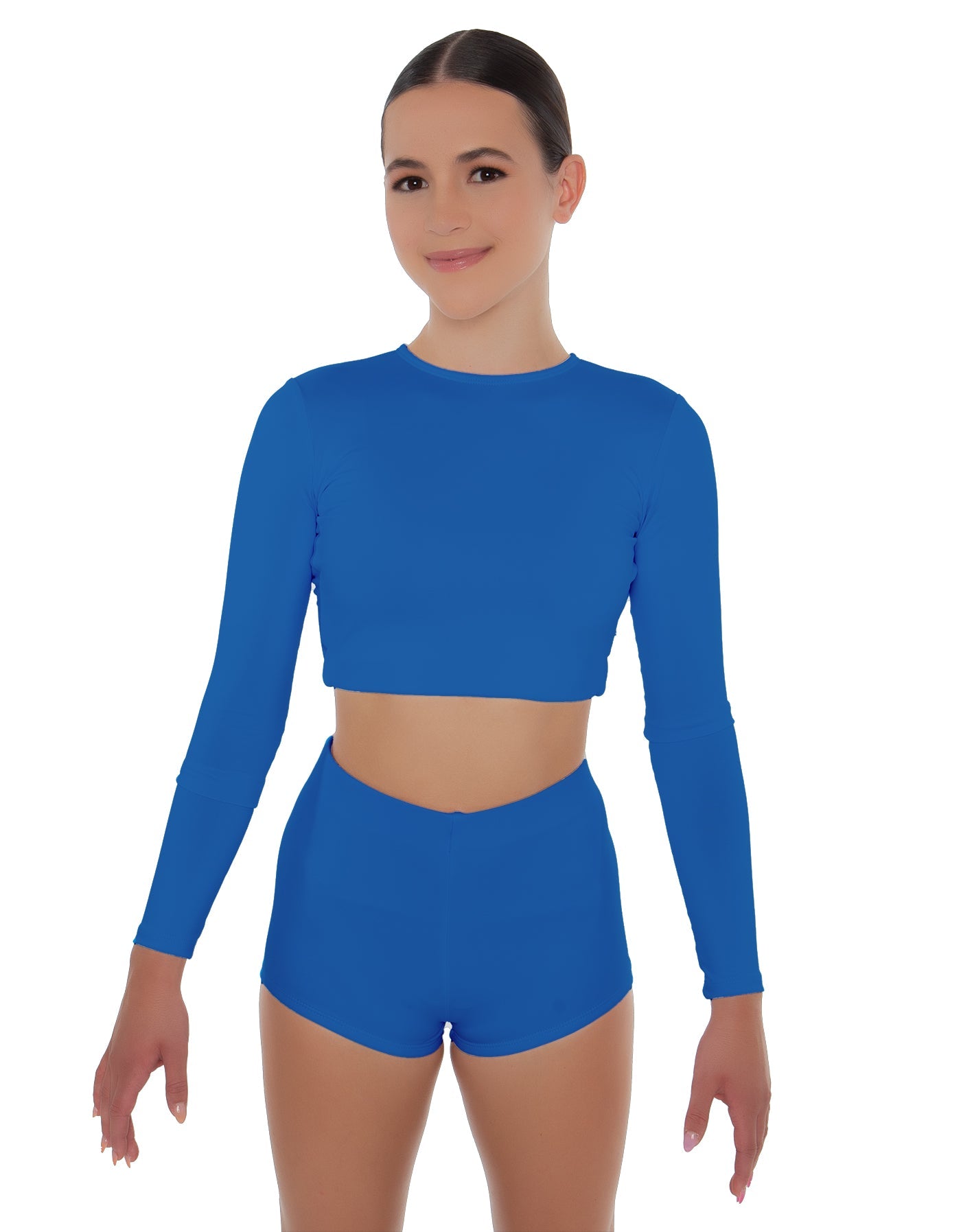 Solid Lycra LS Crop Top Triangle Back