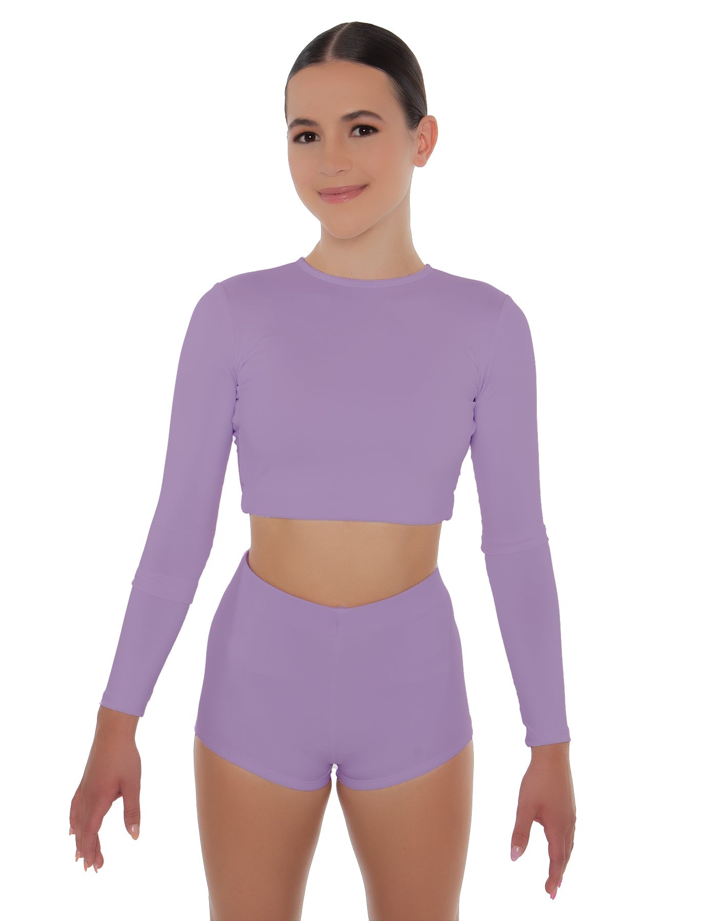 Solid Lycra LS Crop Top Triangle Back
