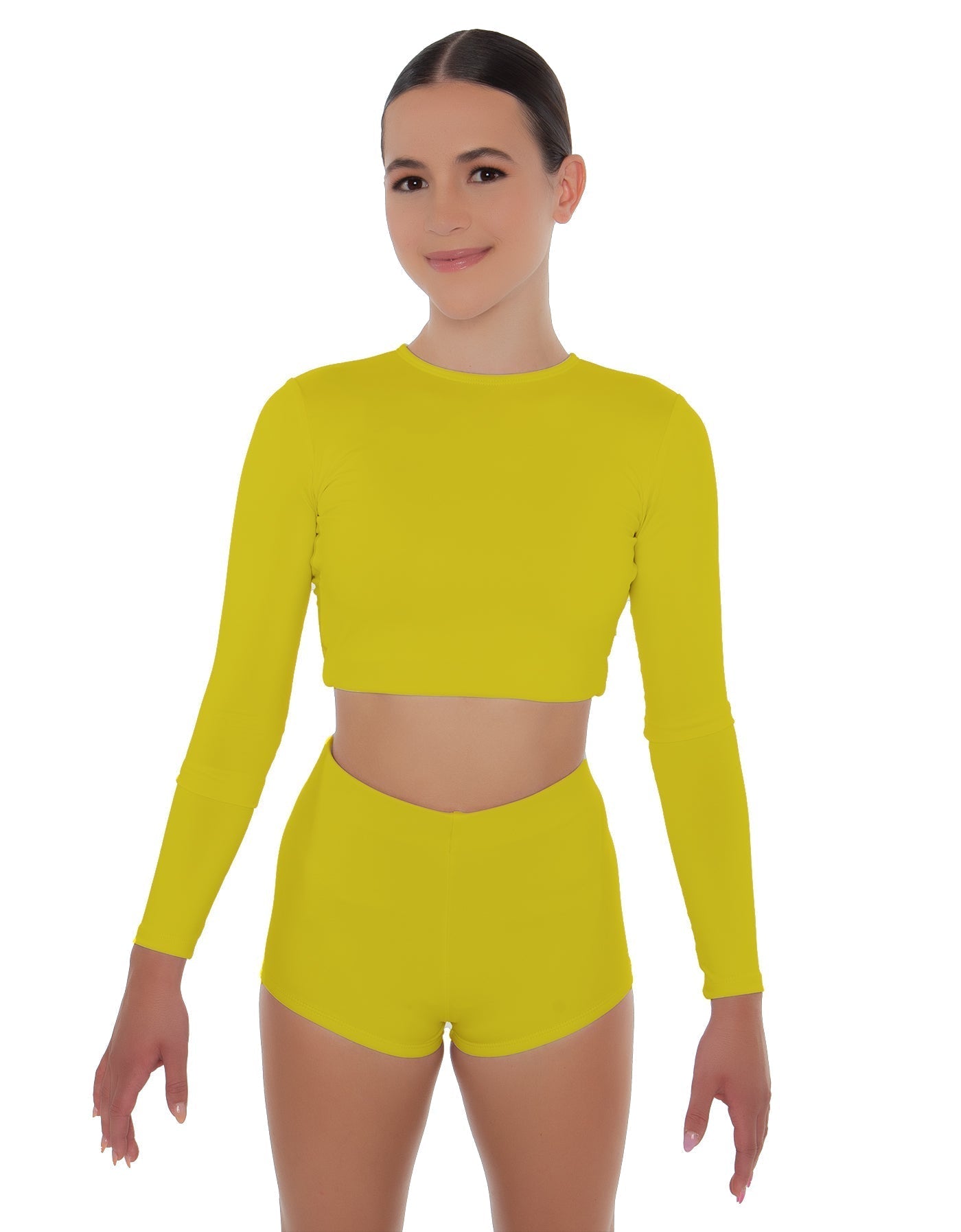 Solid Lycra LS Crop Top Triangle Back
