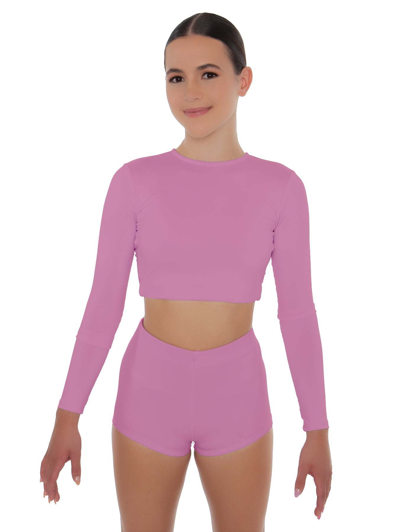 Solid Lycra LS Crop Top Triangle Back