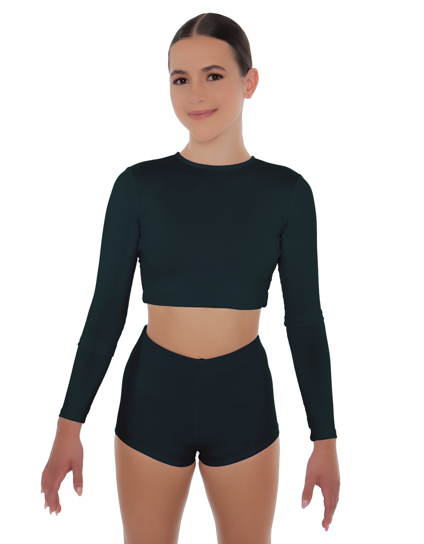 Solid Lycra LS Crop Top Triangle Back