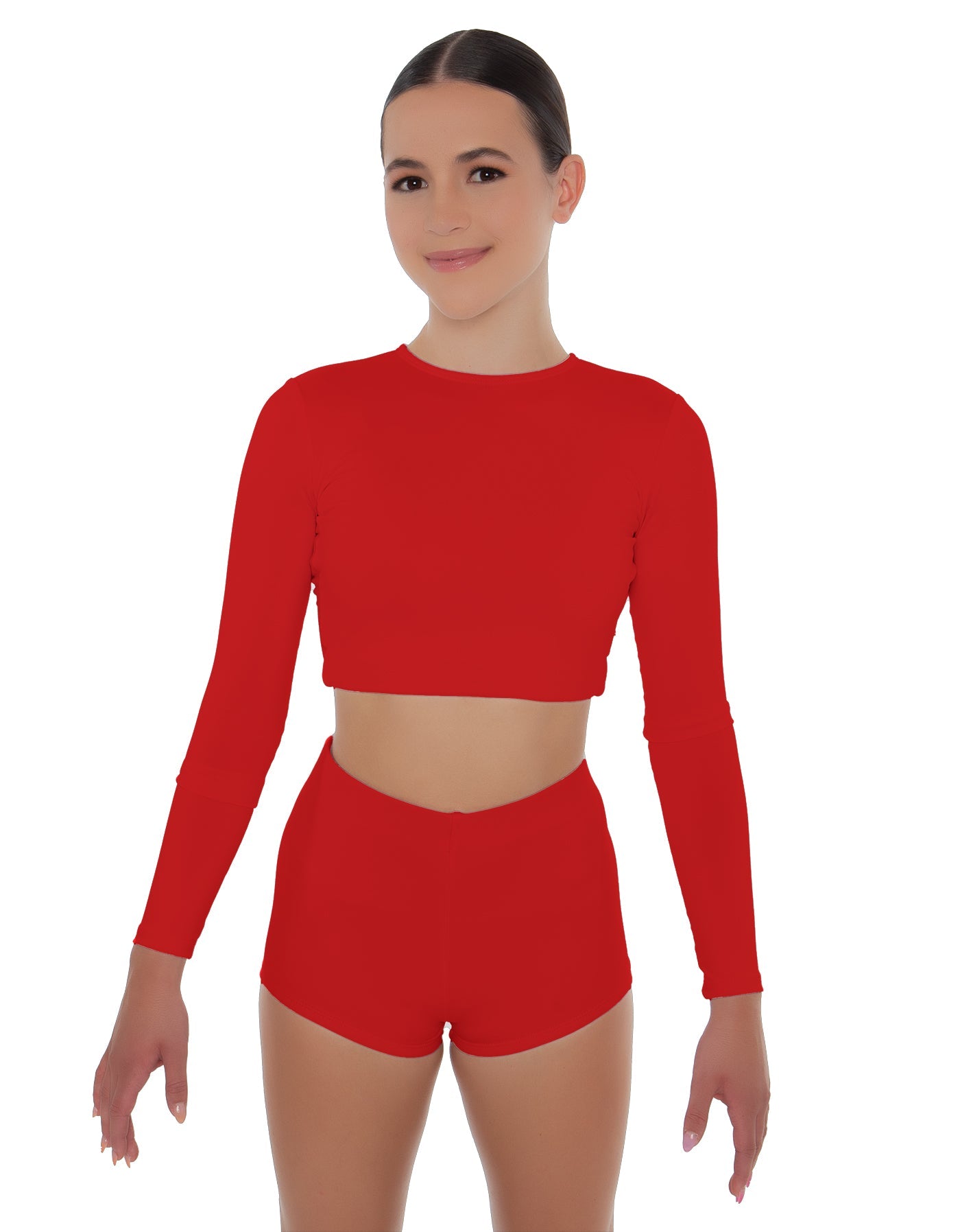 Solid Lycra LS Crop Top Triangle Back