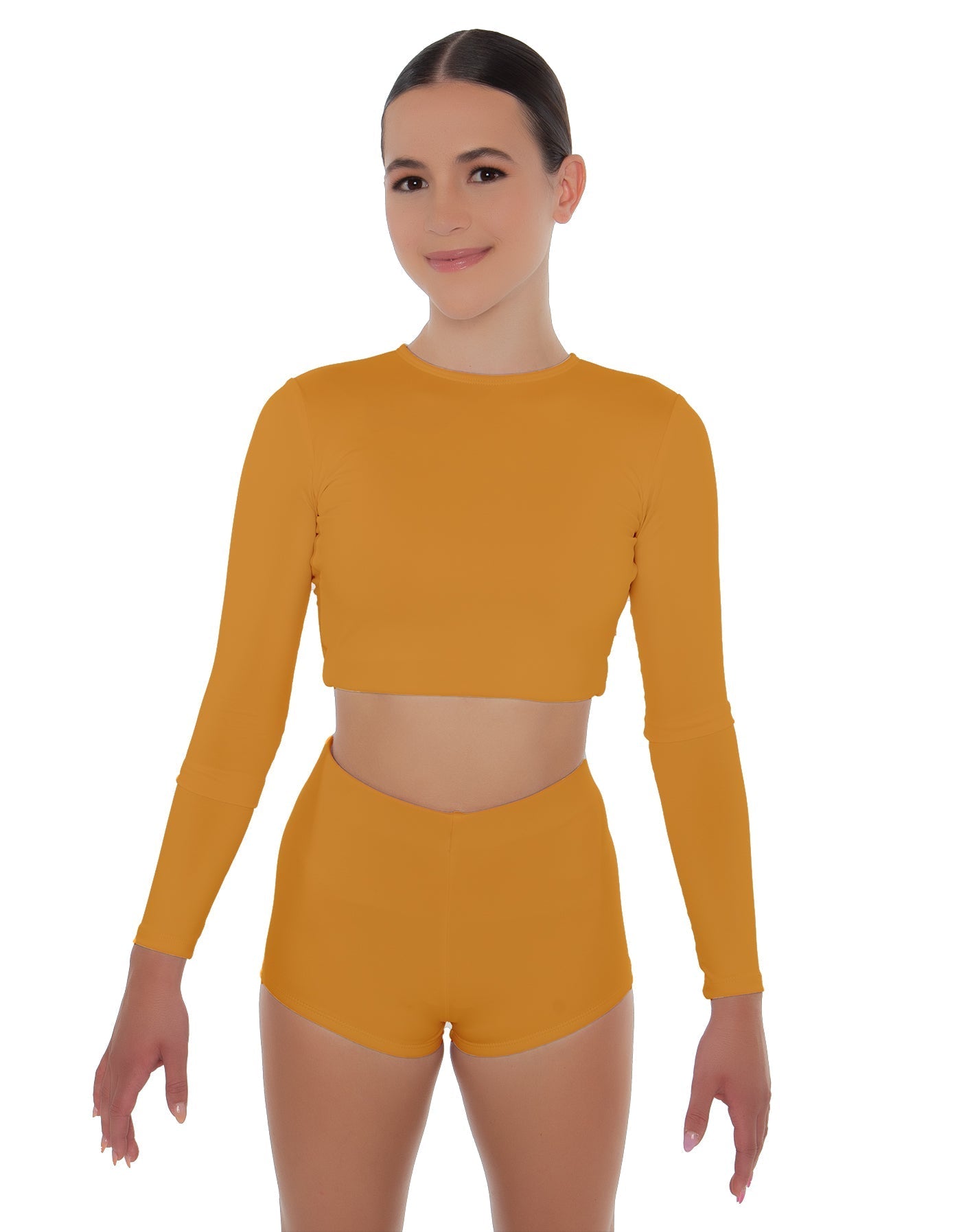 Solid Lycra LS Crop Top Triangle Back