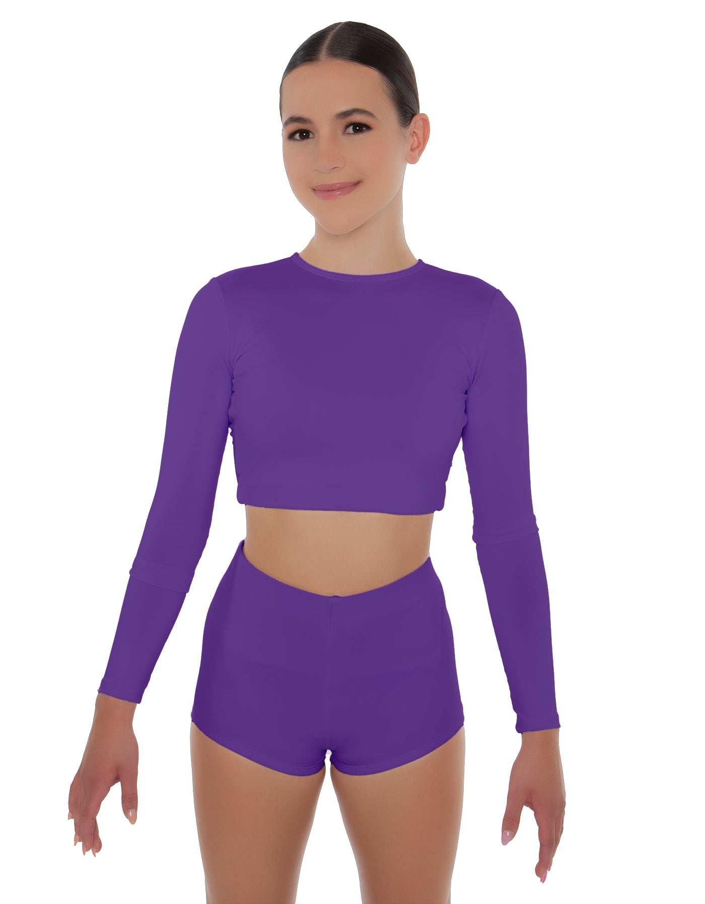 Solid Lycra LS Crop Top Triangle Back