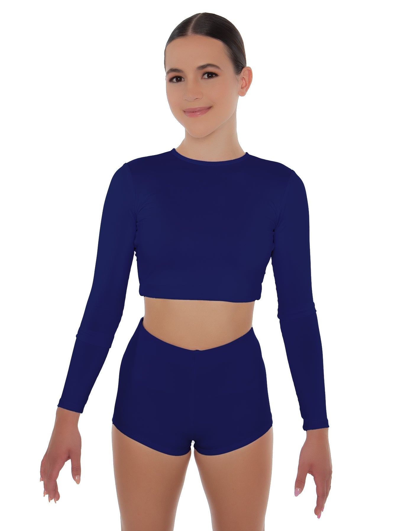 Solid Lycra LS Crop Top Triangle Back
