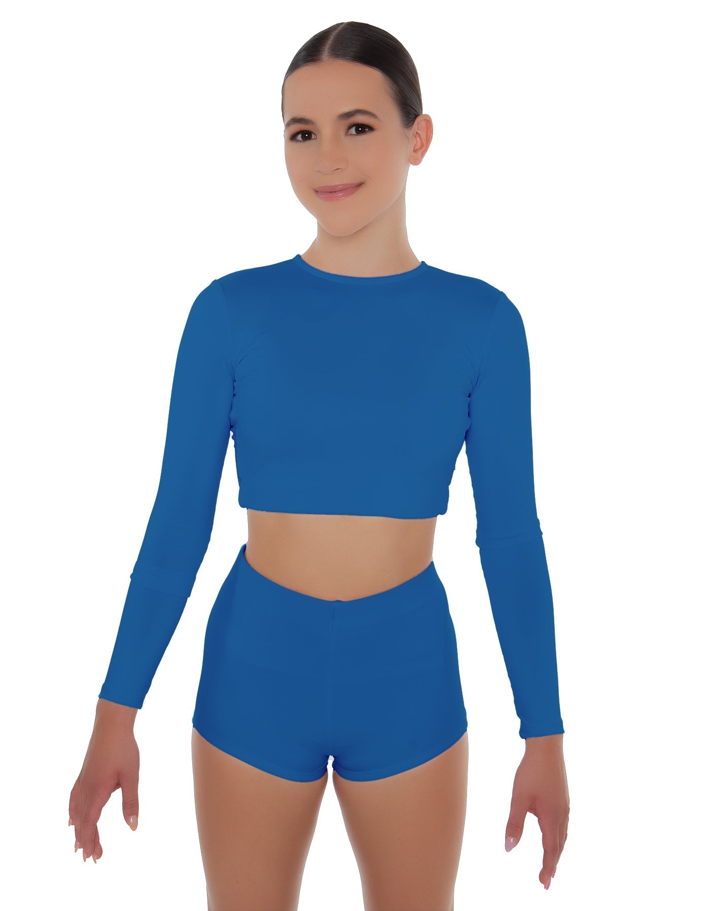 Solid Lycra LS Crop Top Triangle Back
