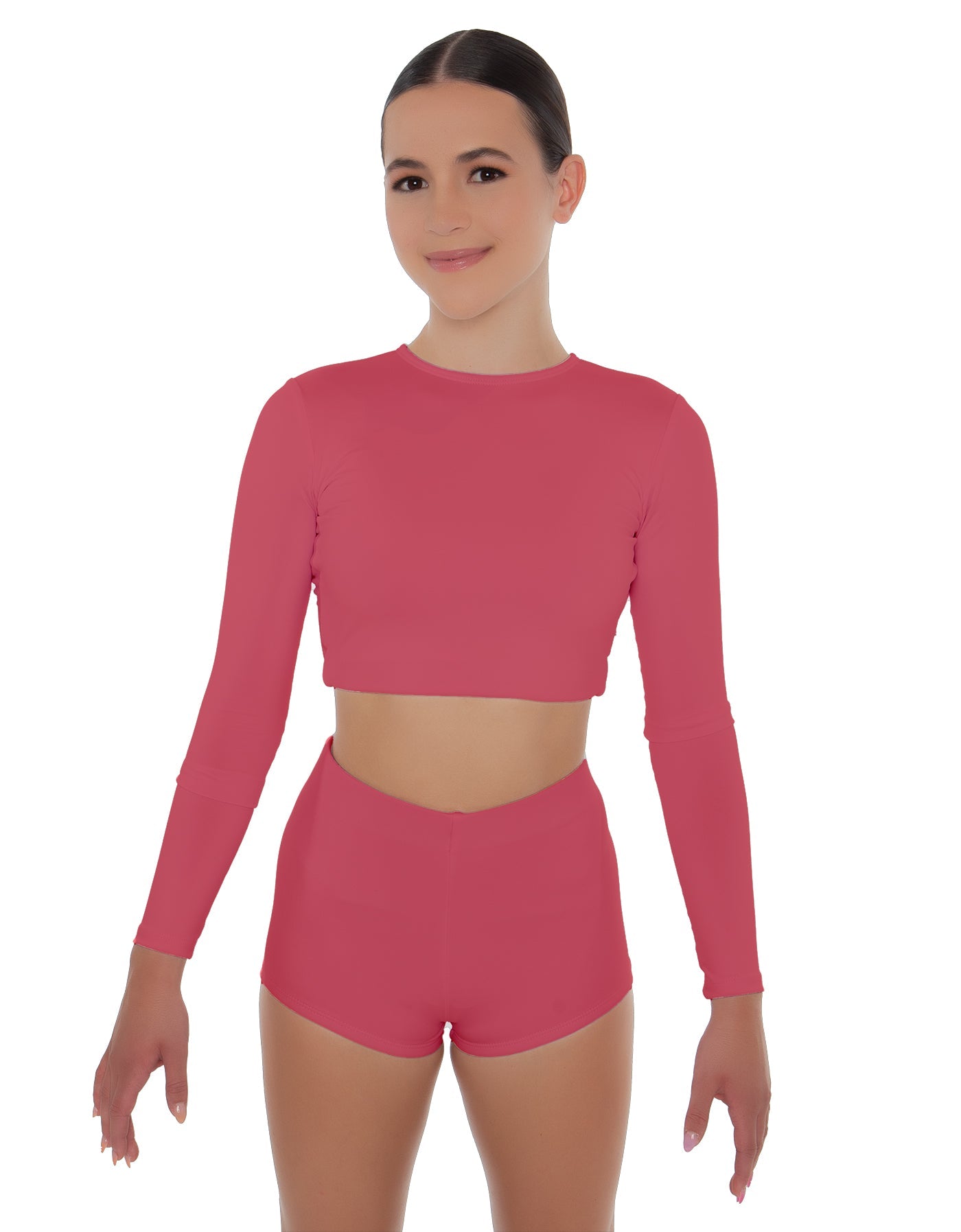 Solid Lycra LS Crop Top Triangle Back
