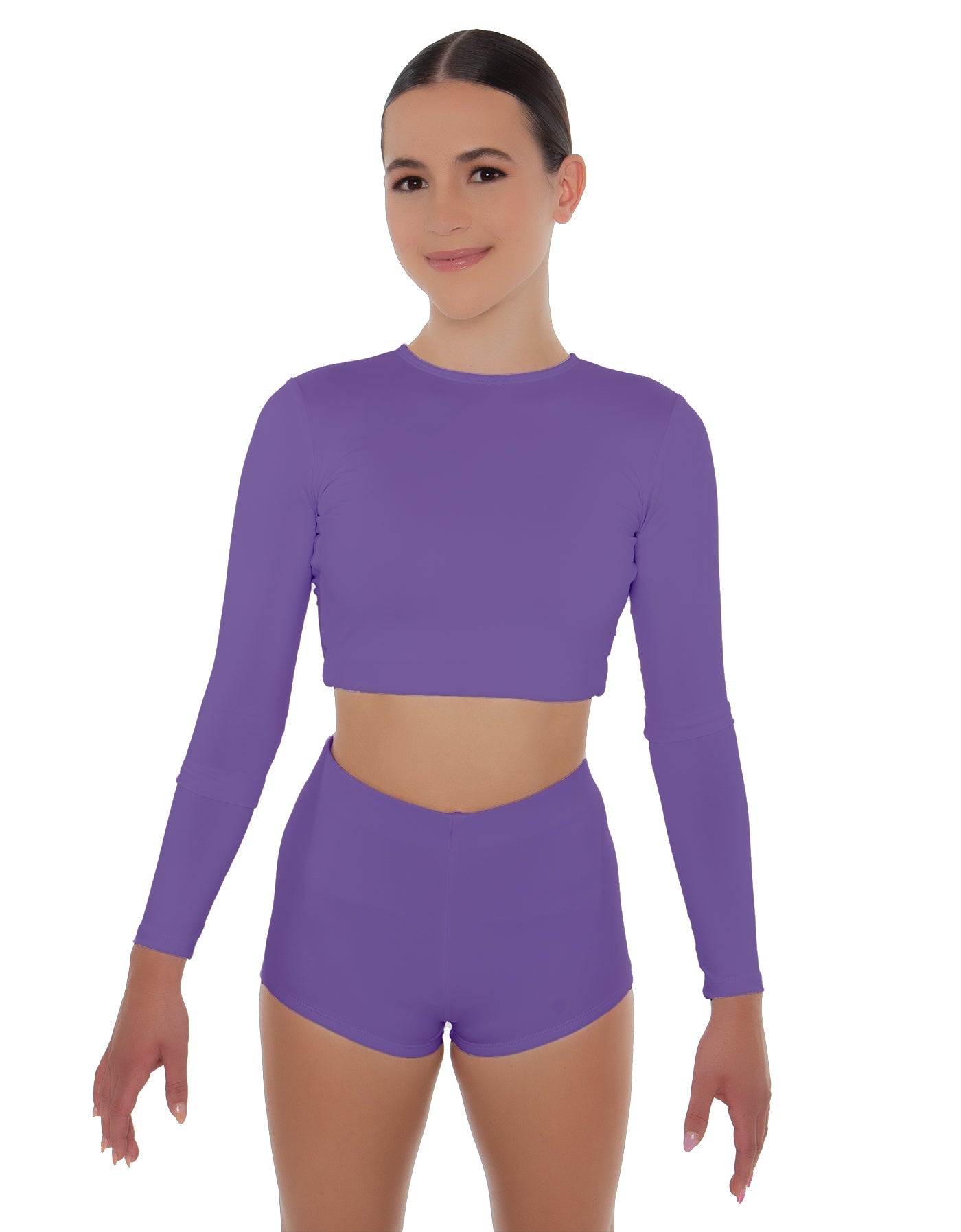 Solid Lycra LS Crop Top Triangle Back