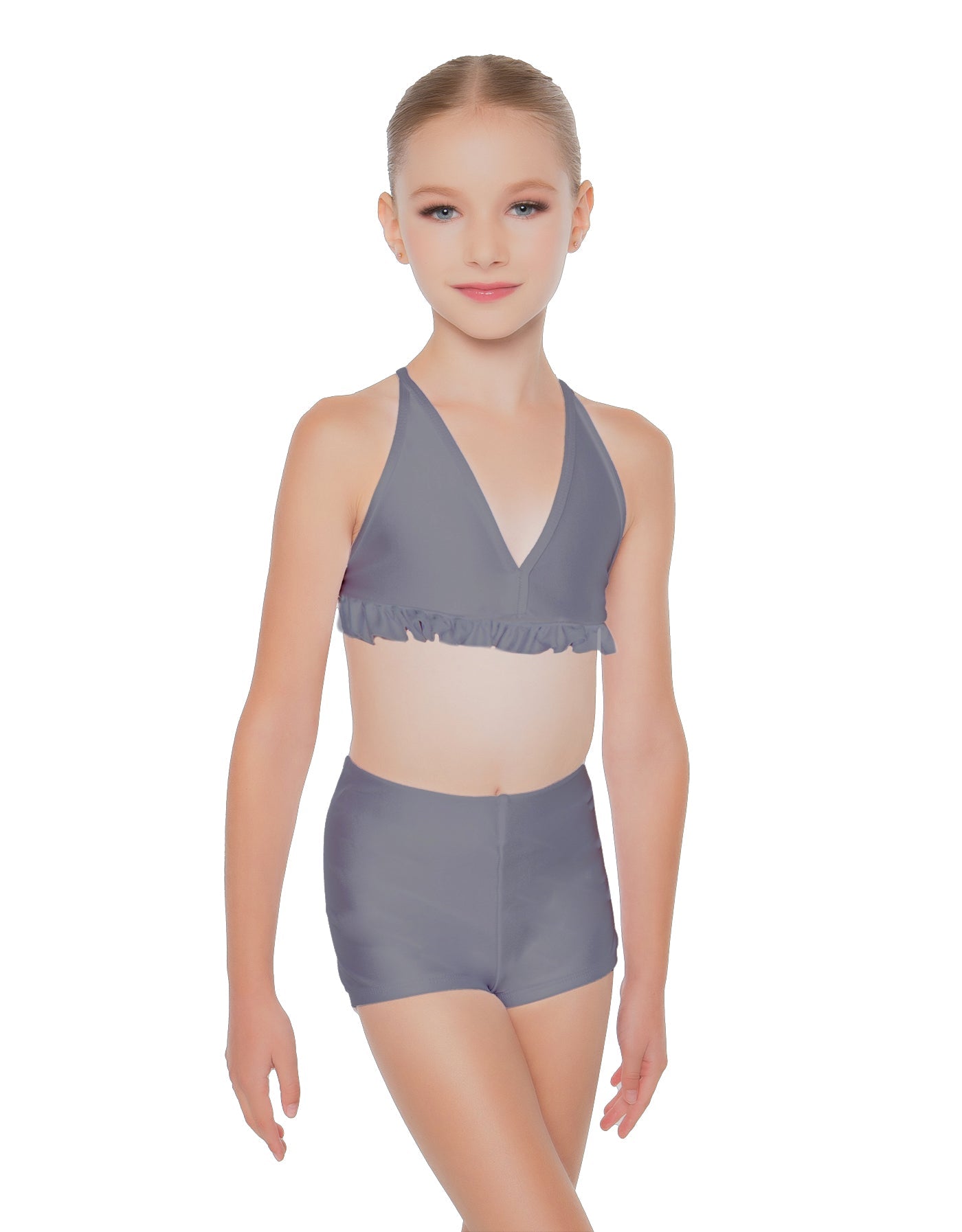 Solid Lycra V Bra with Ruffles