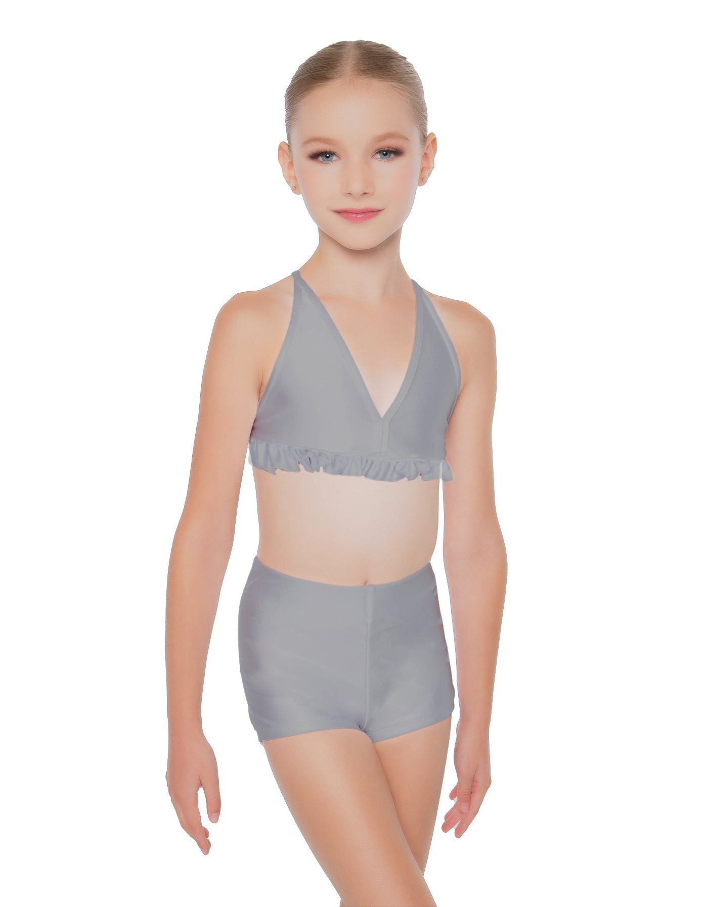 Solid Lycra V Bra with Ruffles