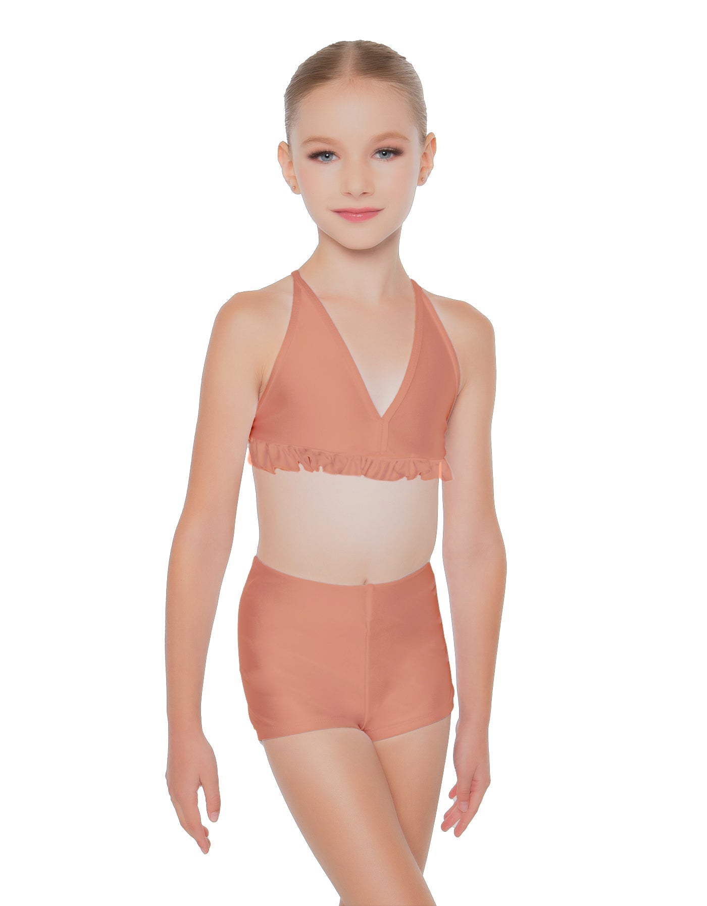 Solid Lycra V Bra with Ruffles