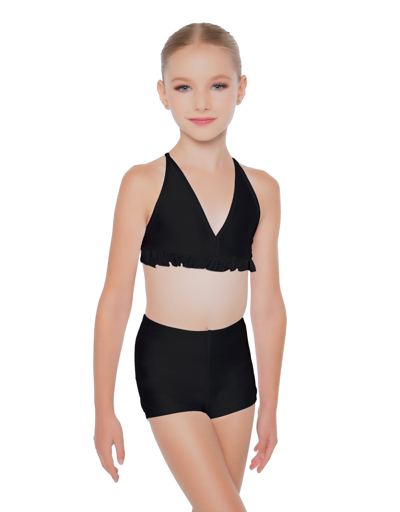 Solid Lycra V Bra with Ruffles