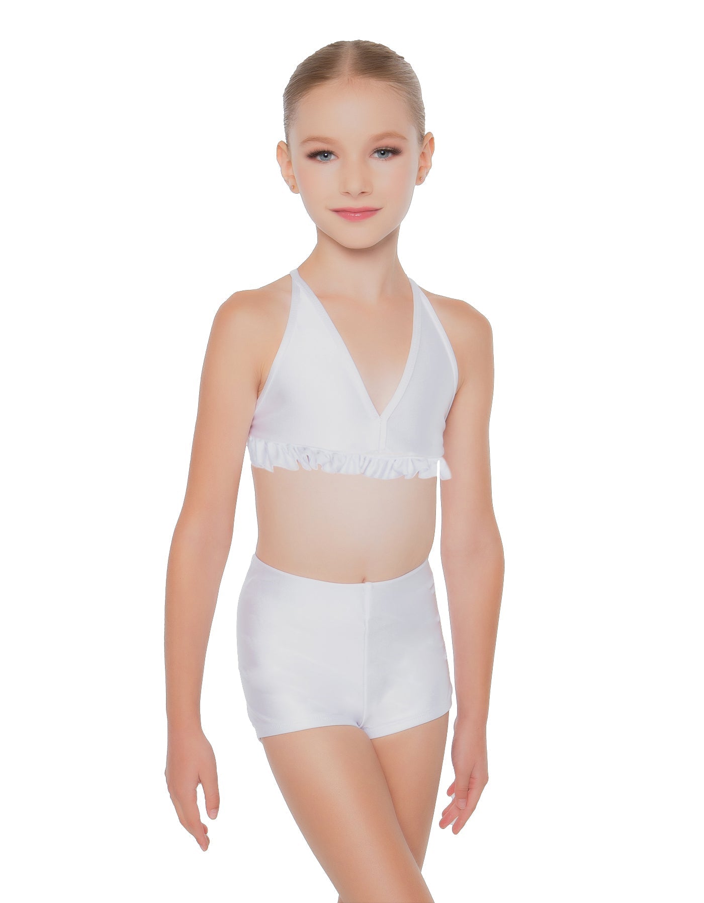 Solid Lycra V Bra with Ruffles