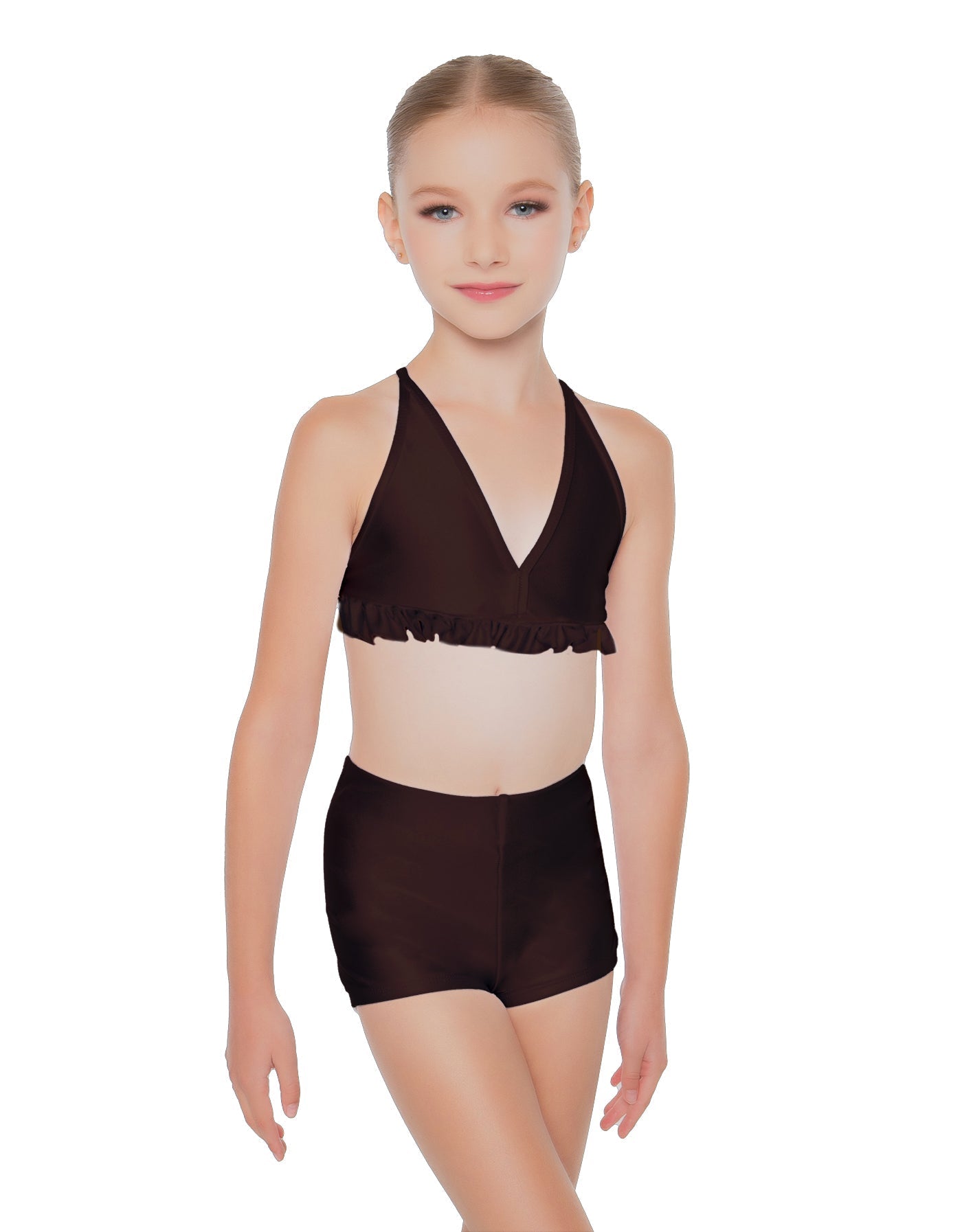 Solid Lycra V Bra with Ruffles