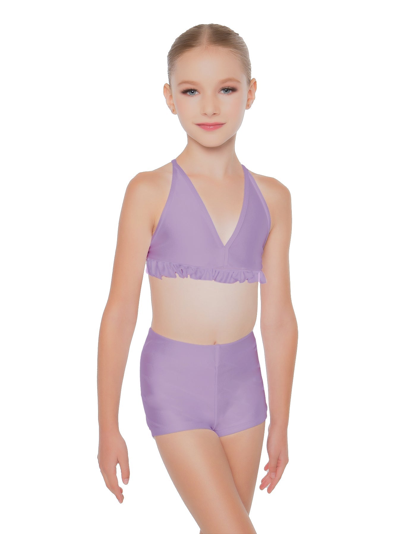 Solid Lycra V Bra with Ruffles
