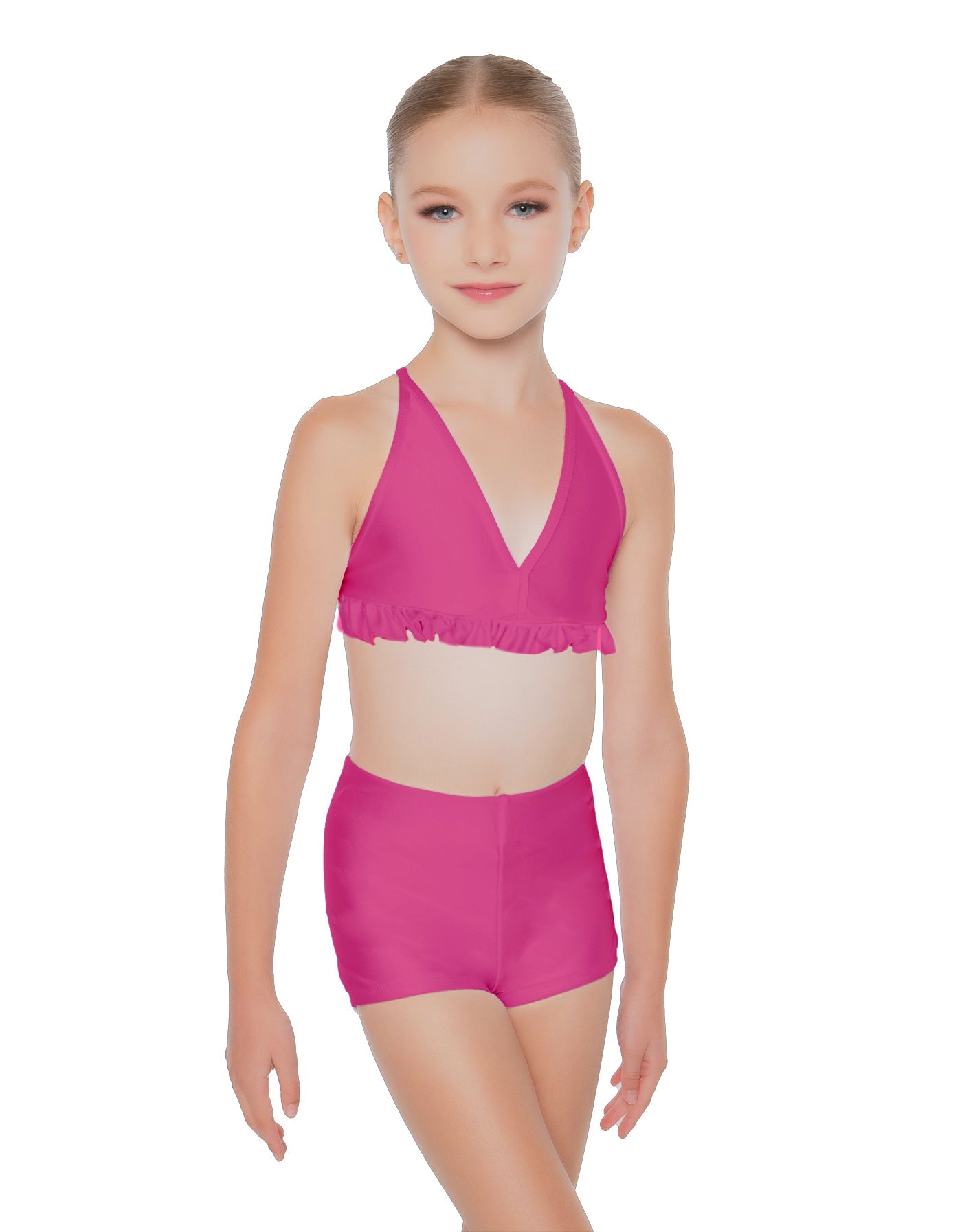 Solid Lycra V Bra with Ruffles