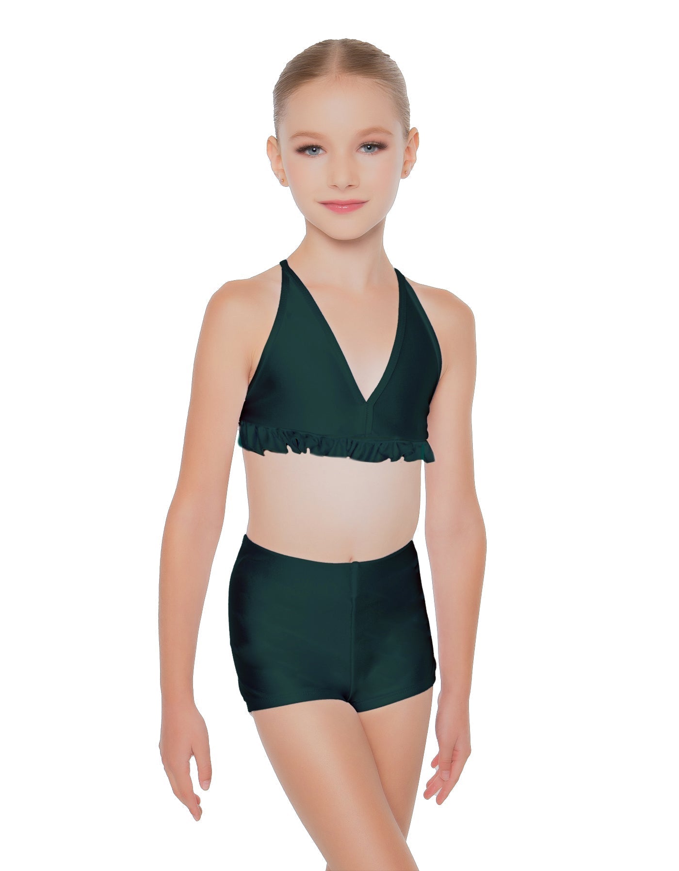 Solid Lycra V Bra with Ruffles