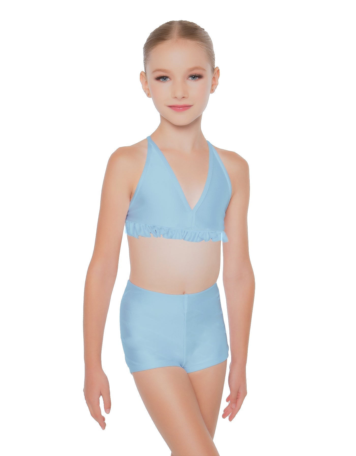Solid Lycra V Bra with Ruffles