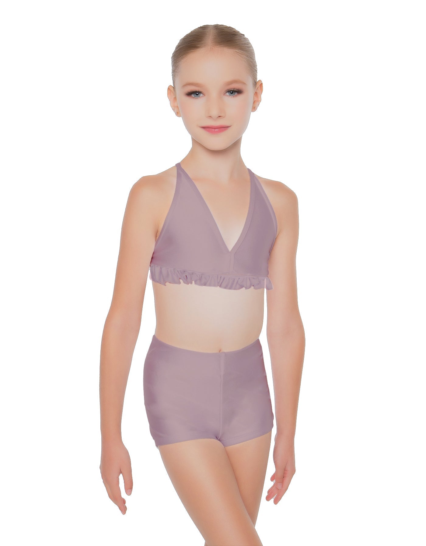 Solid Lycra V Bra with Ruffles