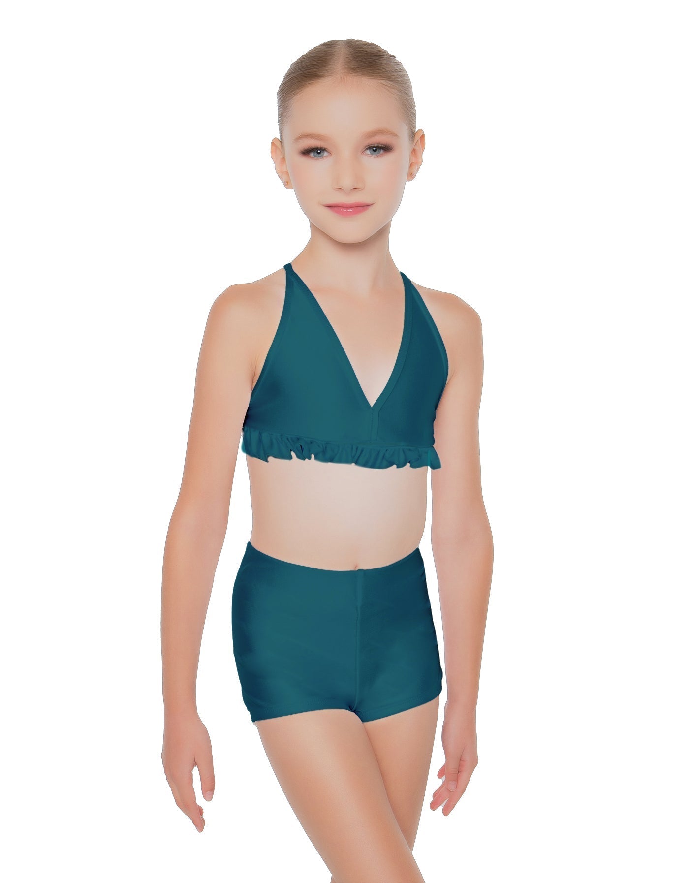 Solid Lycra V Bra with Ruffles