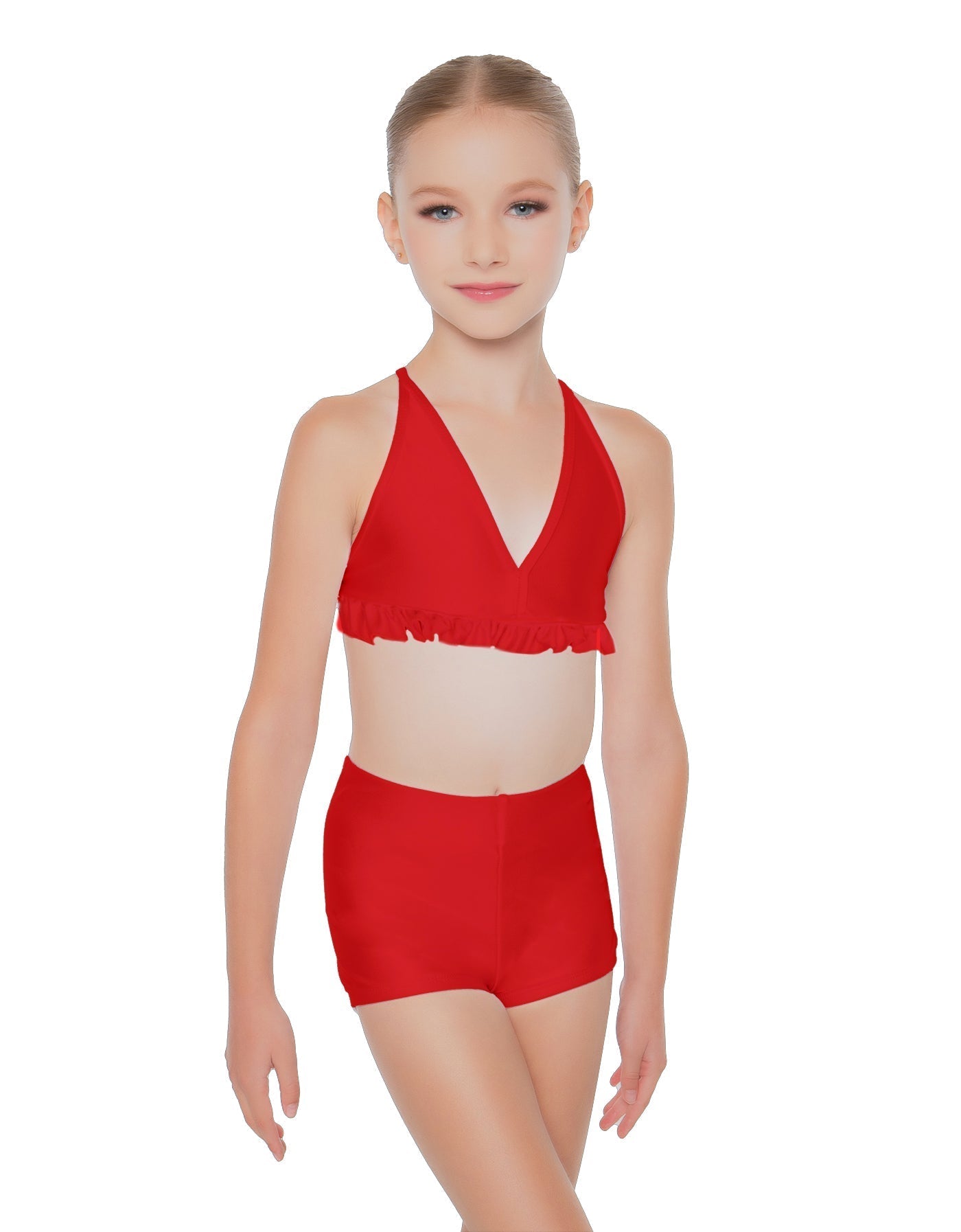 Solid Lycra V Bra with Ruffles