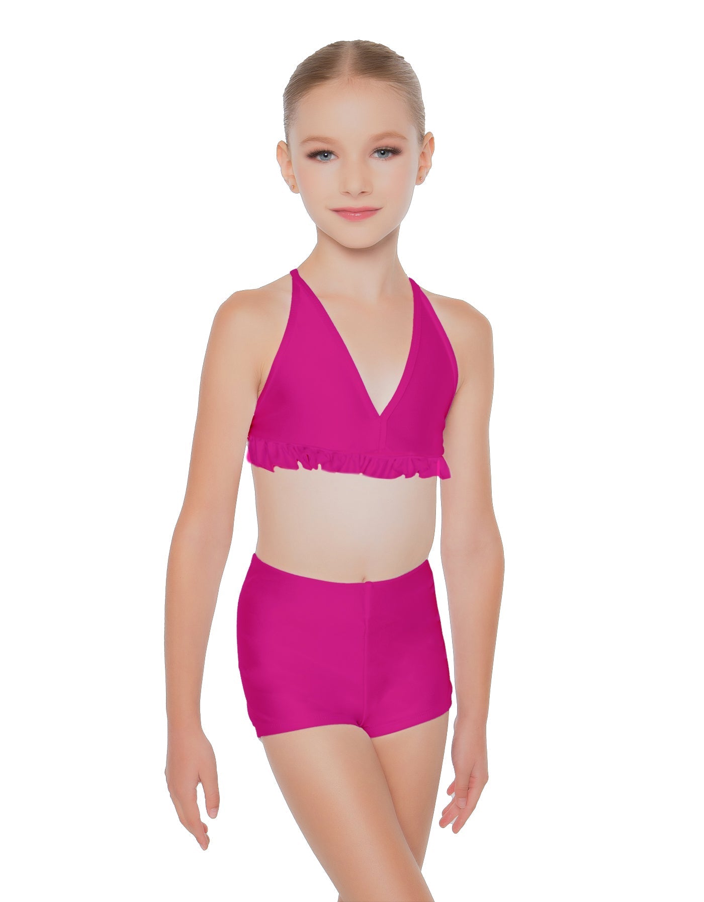 Solid Lycra V Bra with Ruffles