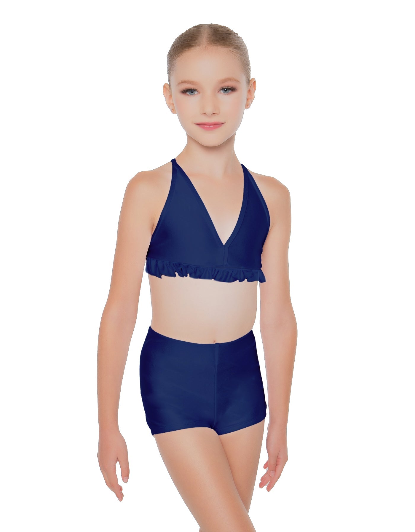 Solid Lycra V Bra with Ruffles
