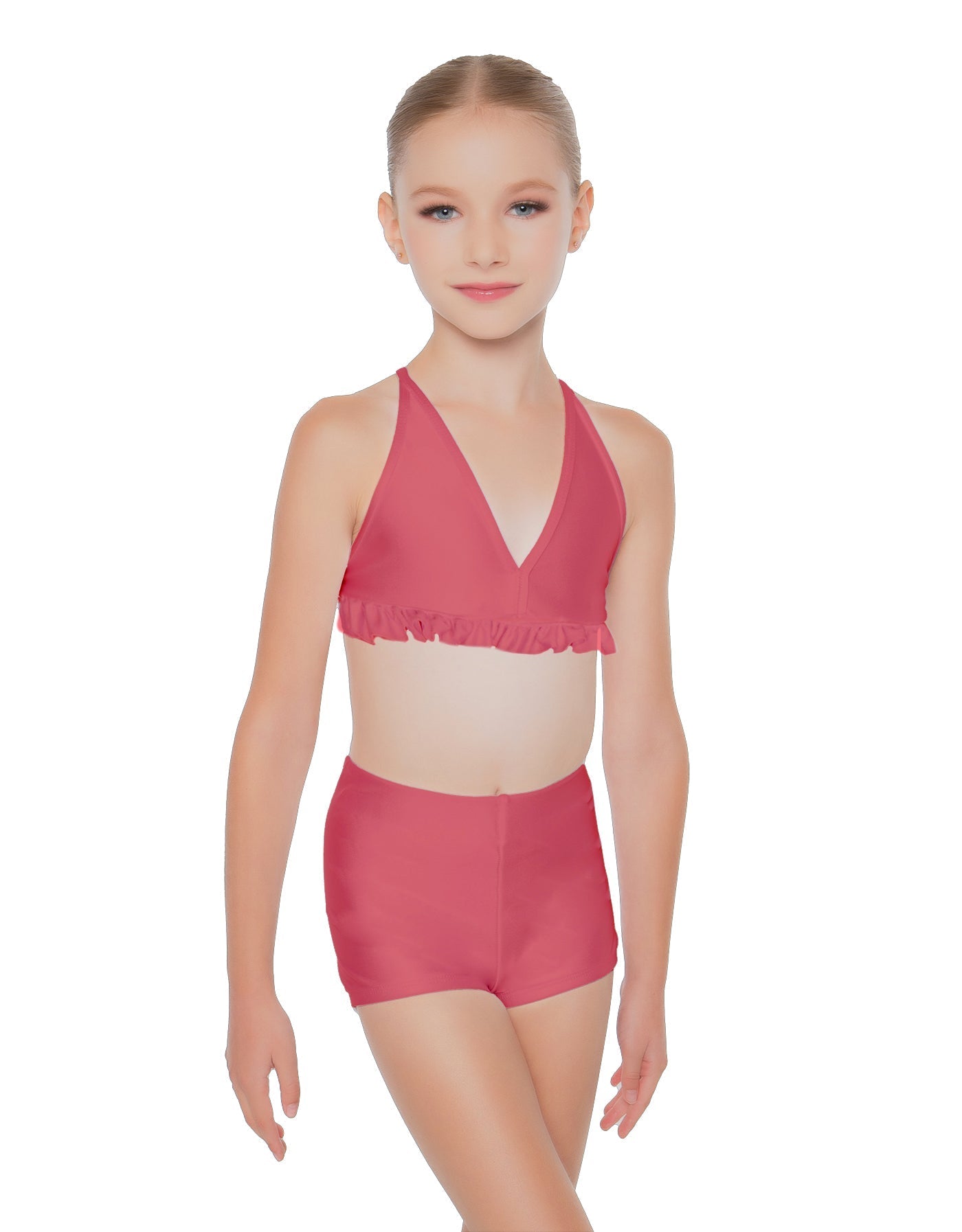 Solid Lycra V Bra with Ruffles