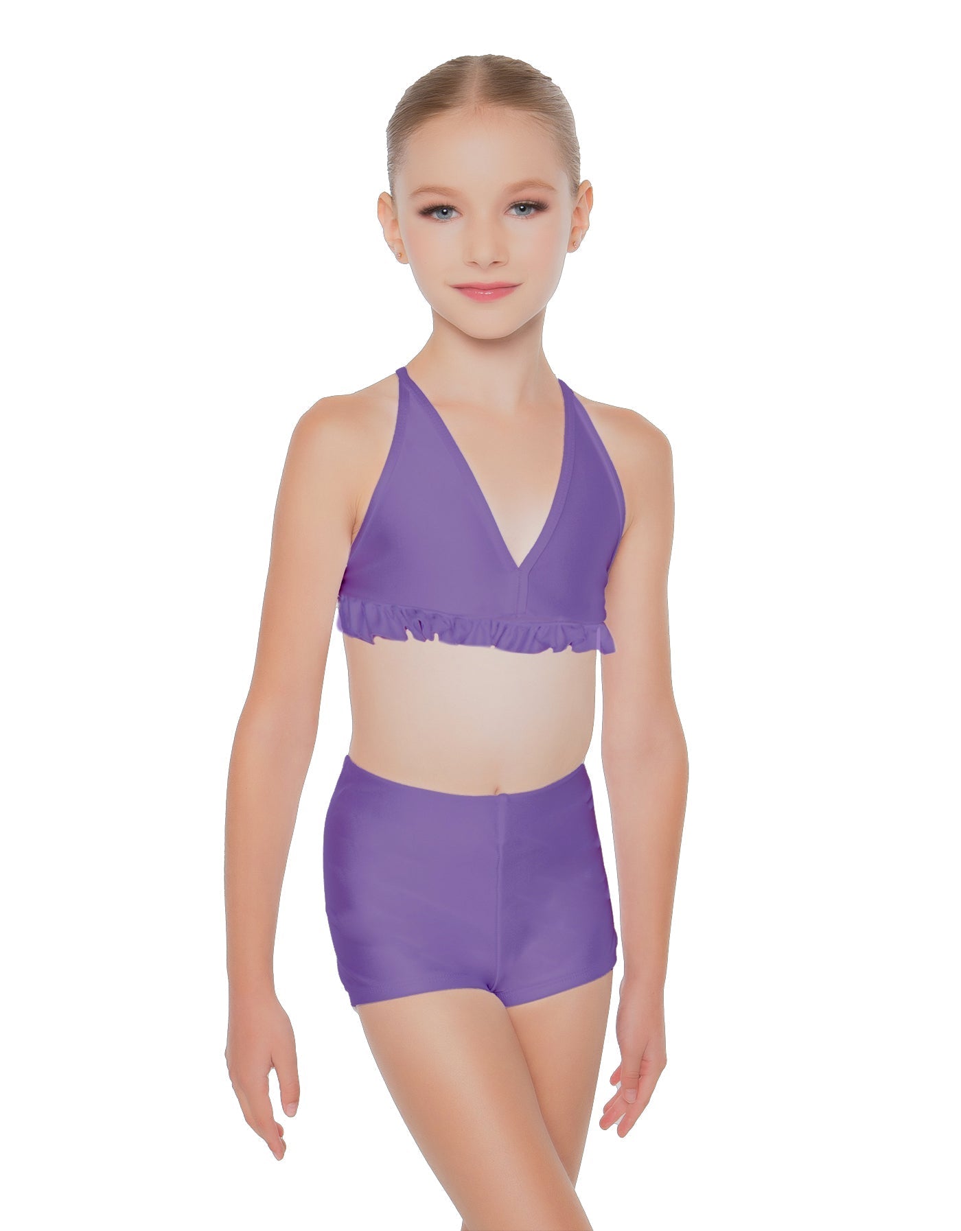 Solid Lycra V Bra with Ruffles